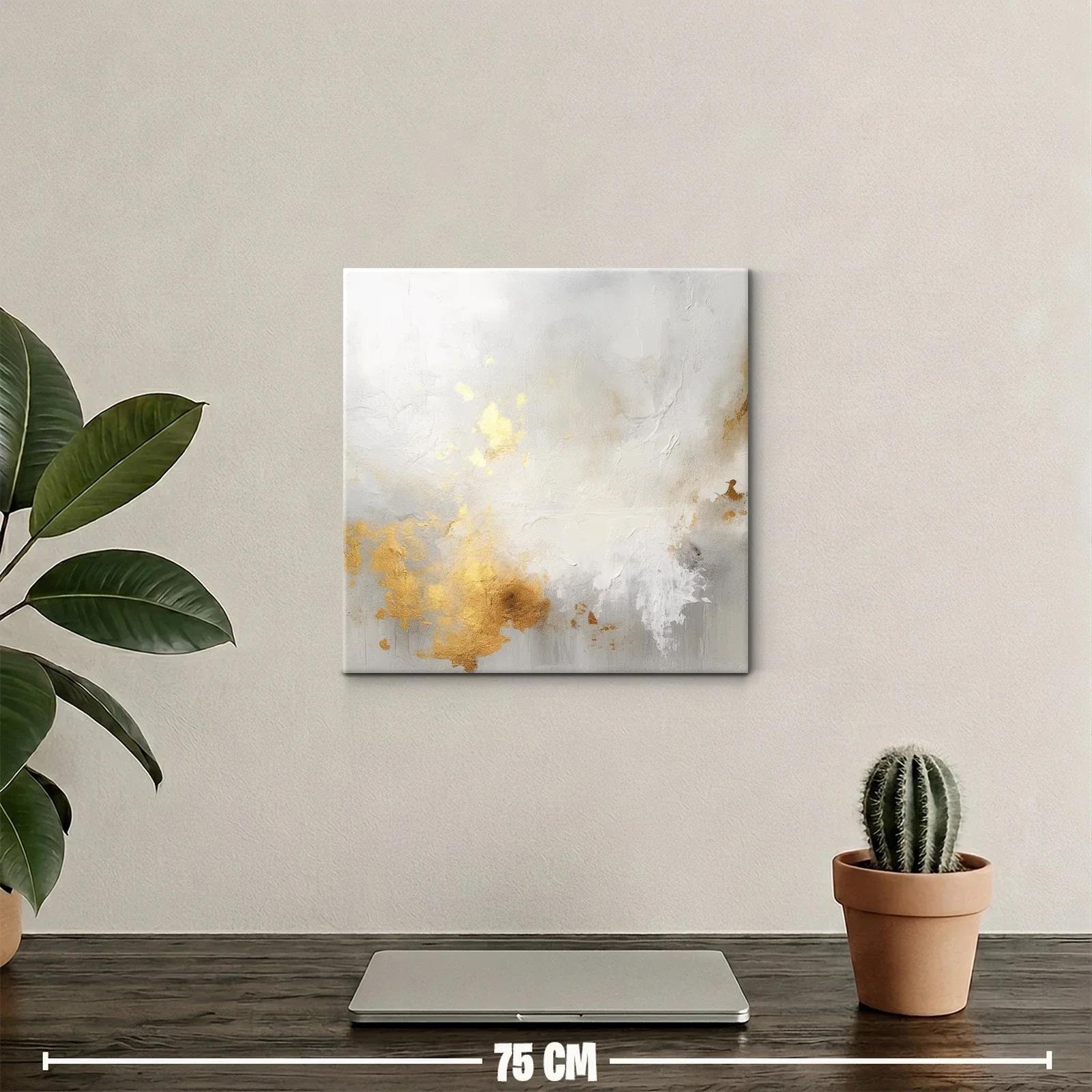 Cuadro abstracto con destellos dorados y texturas suaves — miniatura 2