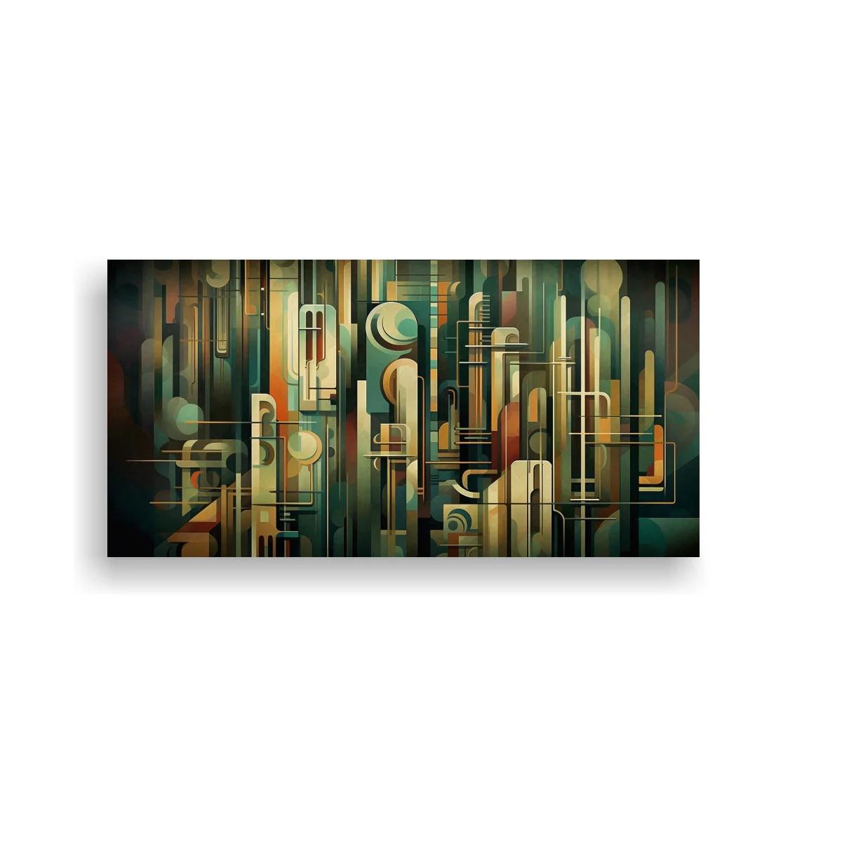 Cuadro composición geométrica abstracta con ritmo de líneas