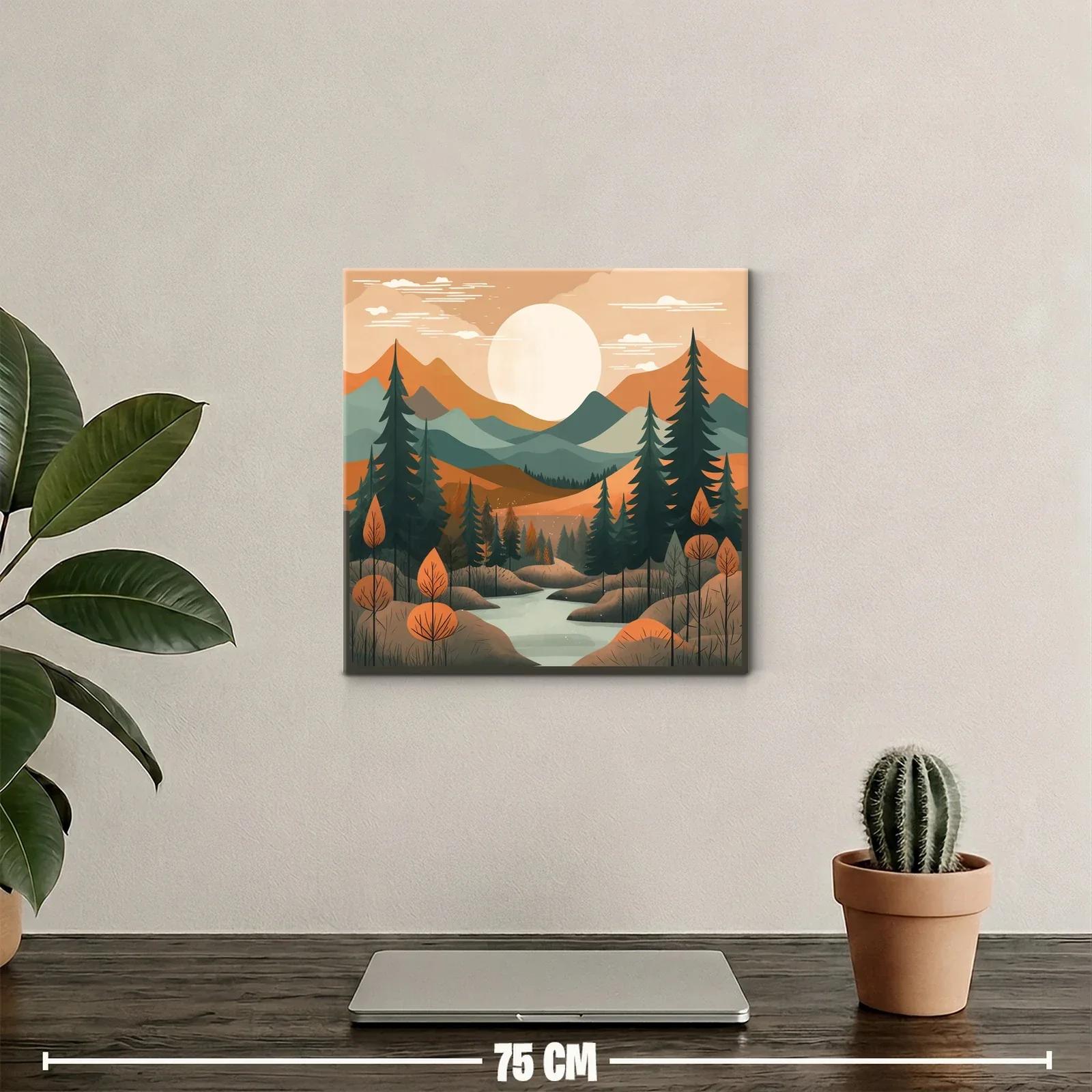 Paisaje sereno con montañas y río al atardecer — miniatura 2