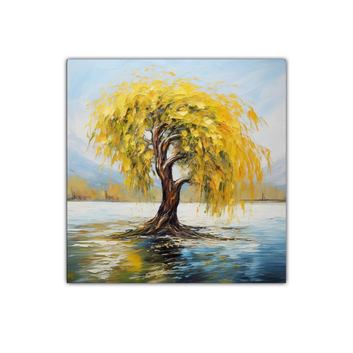 Árbol Dorado en Lago Calmado con Reflejos Vibrantes — imagen principal