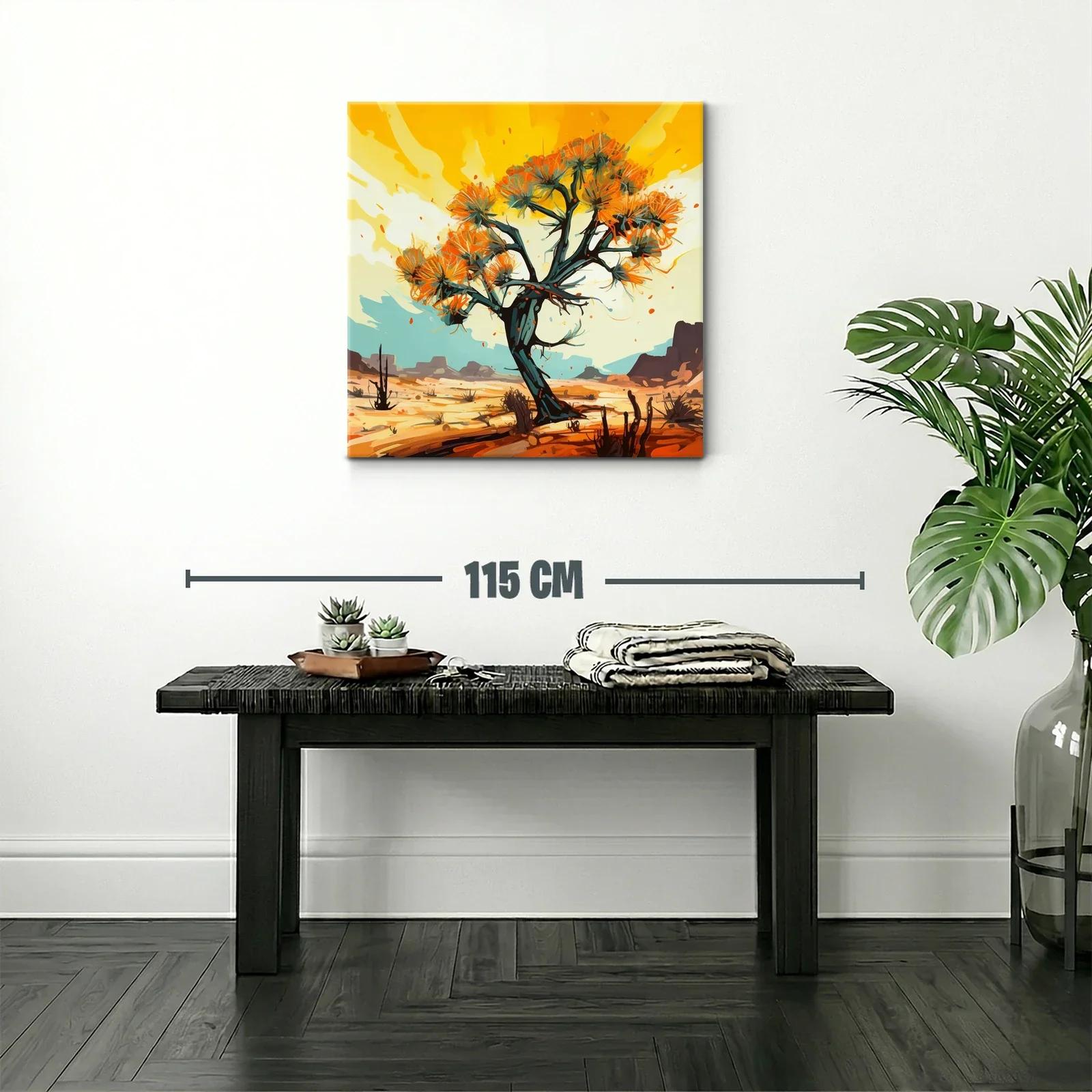 Árbol vibrante en paisaje desértico con tonos cálidos — miniatura 2