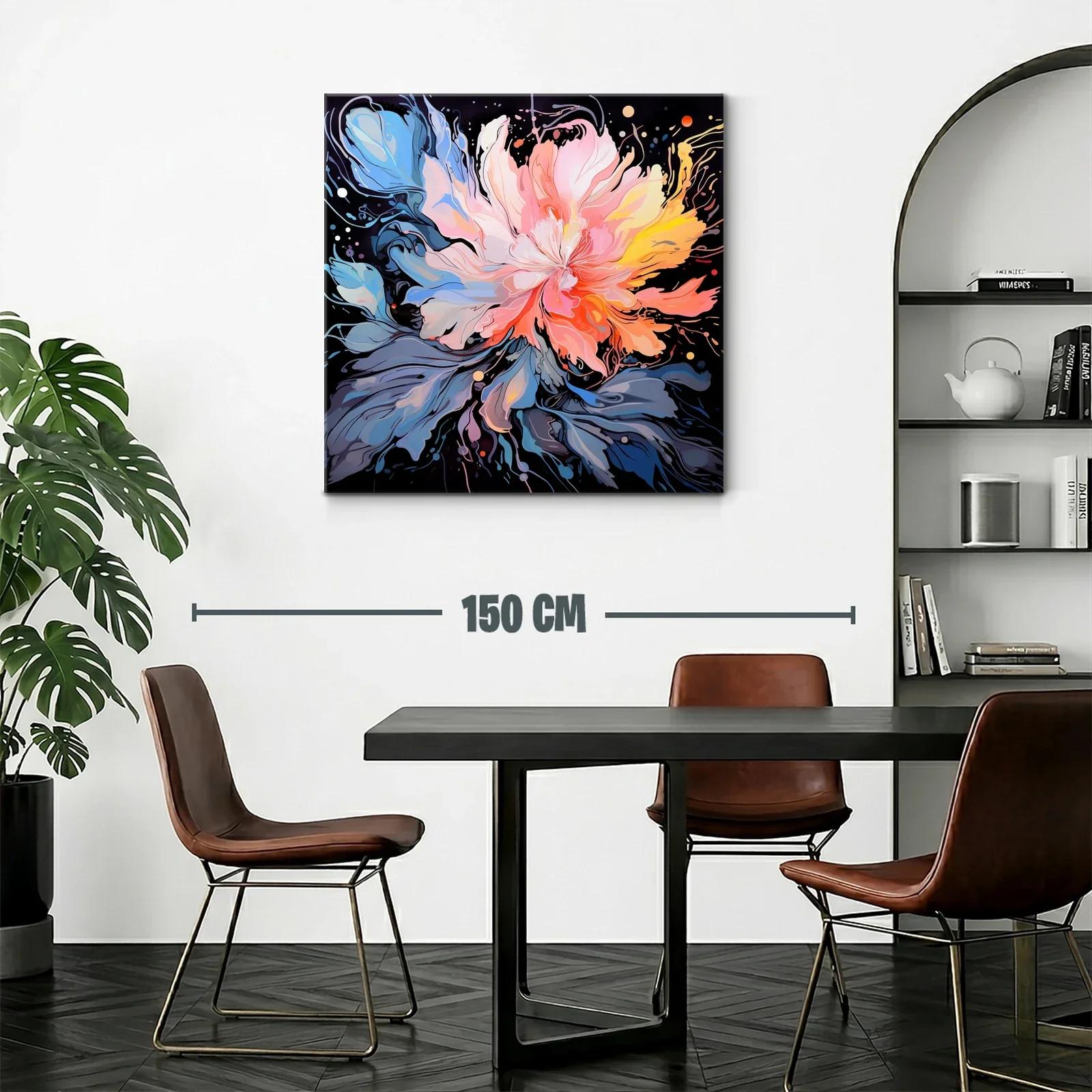Cuadro floral abstracto con paleta vibrante y dinámica — miniatura 2