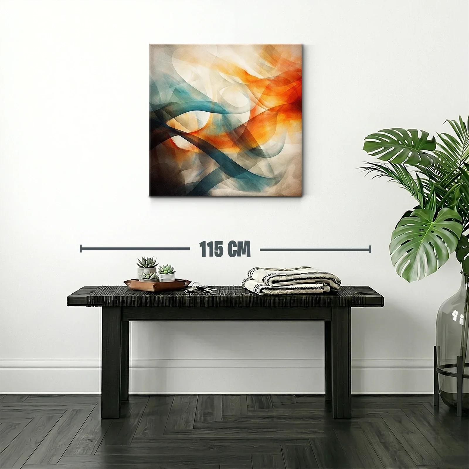 Composición abstracta con tonos cálidos y fríos fluidos — miniatura 2