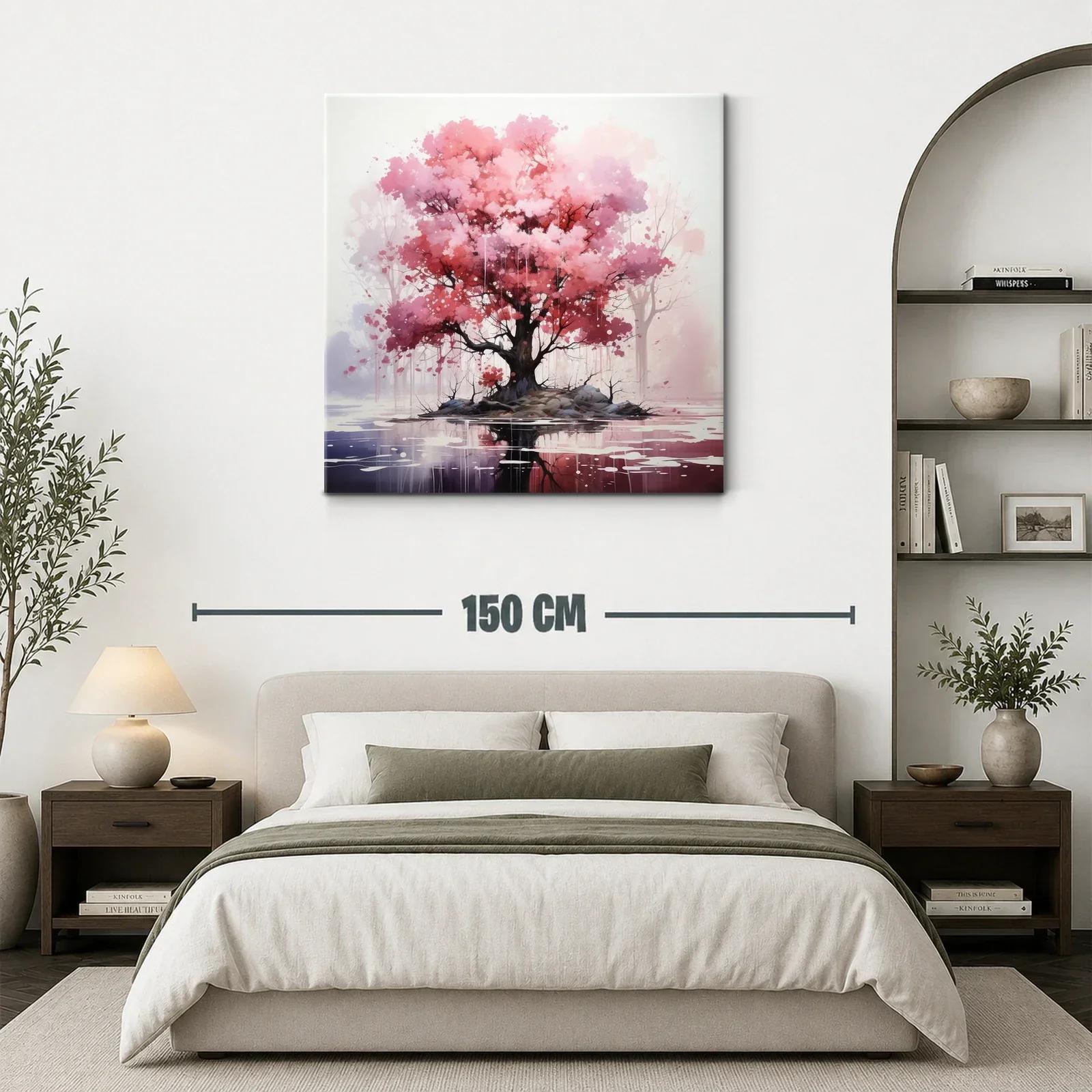 Árbol en tonos rosados con reflejo sereno — miniatura 3