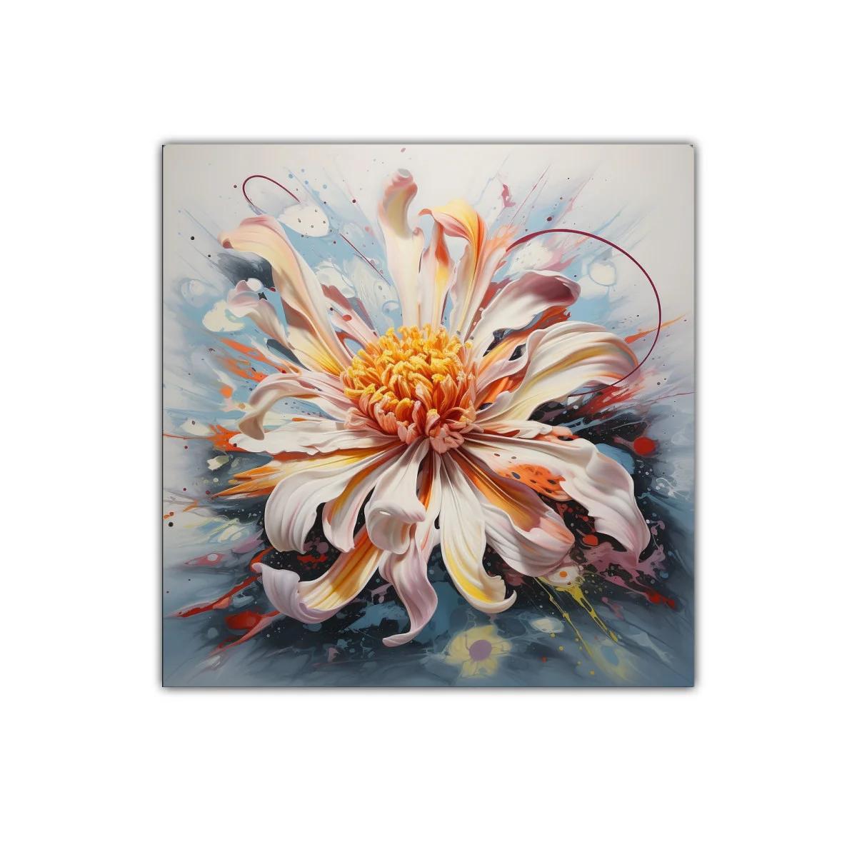 Flor vibrante con explosión de colores cálidos y fríos