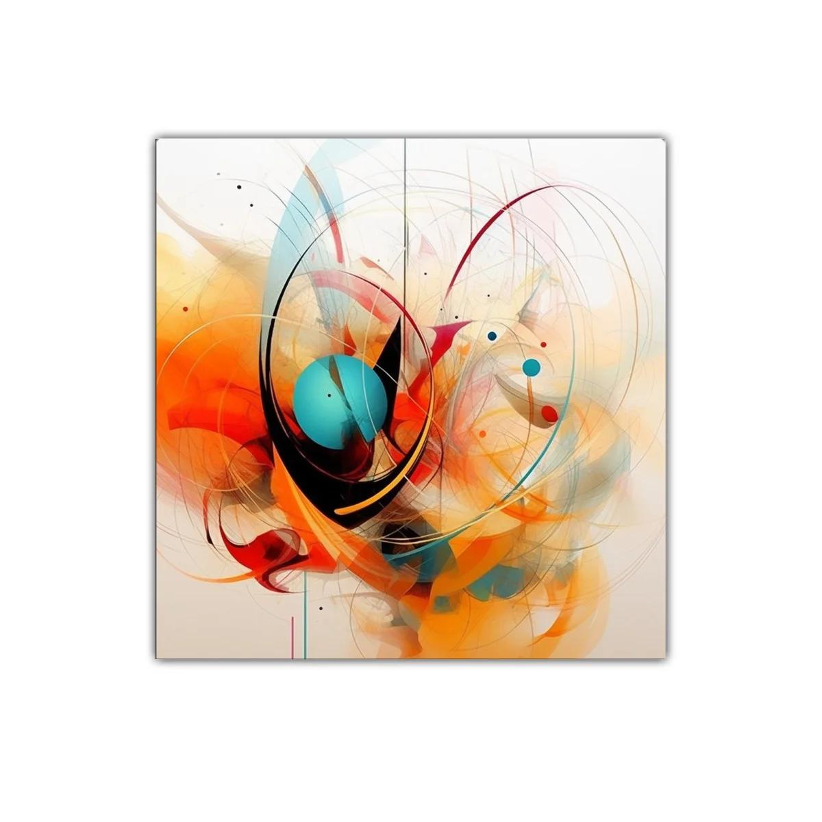 Cuadro abstracto en tonos cálidos y azules vibrantes — miniatura 1