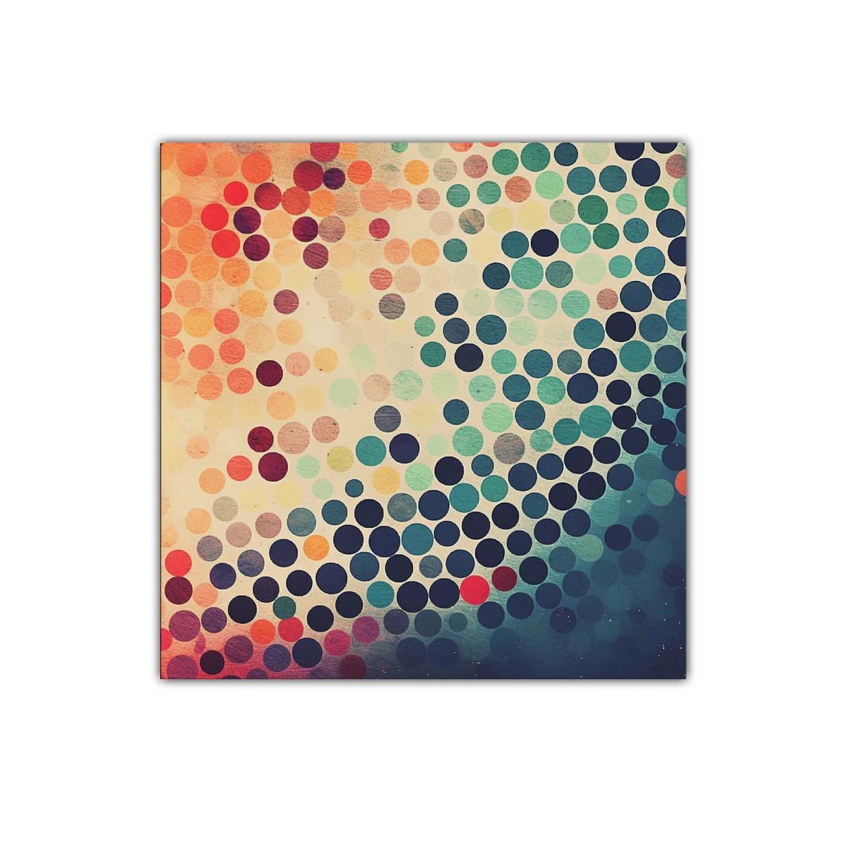 Composición abstracta de círculos en tonos cálidos y fríos