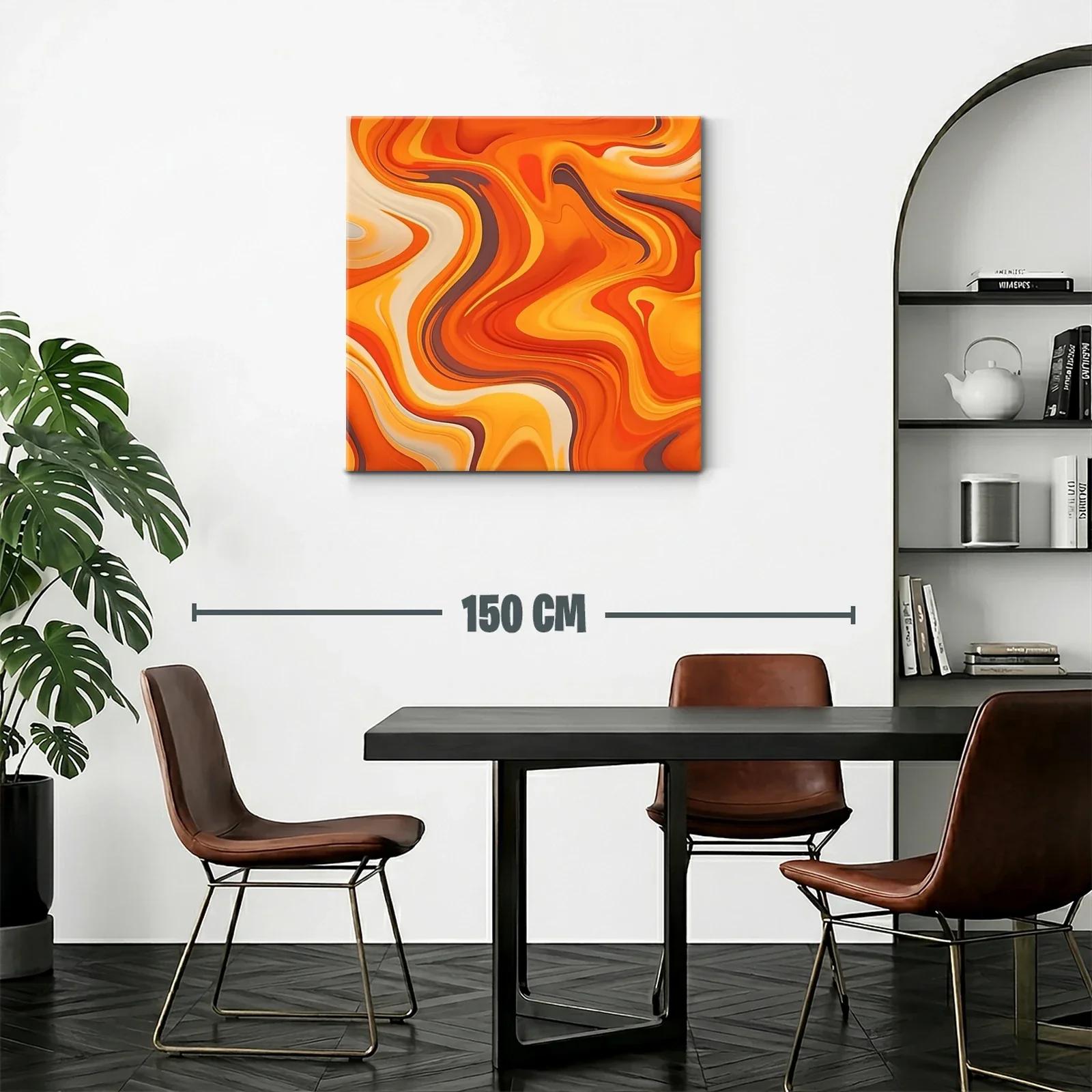 Cuadro abstracto con vibrantes tonos cálidos y formas fluidas — miniatura 2
