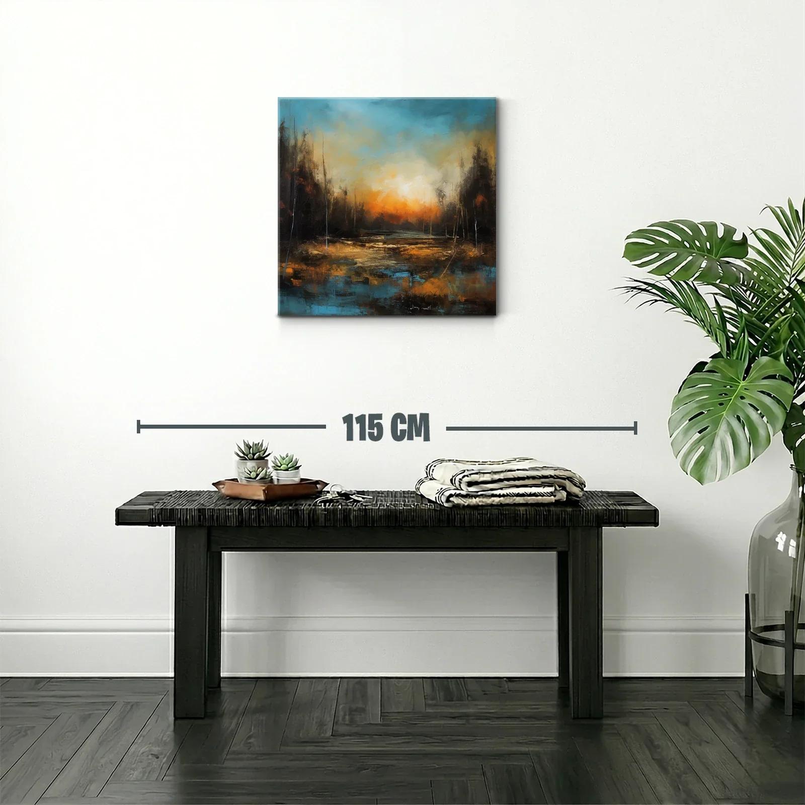 Paisaje abstracto con atardecer y tonos cálidos y fríos — miniatura 2
