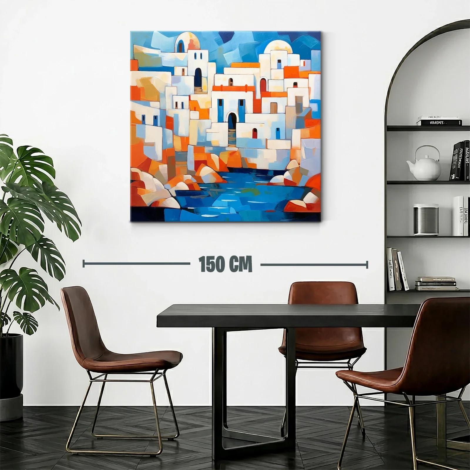 Pueblo Mediterráneo en vibrantes tonos azules y naranjas — miniatura 2