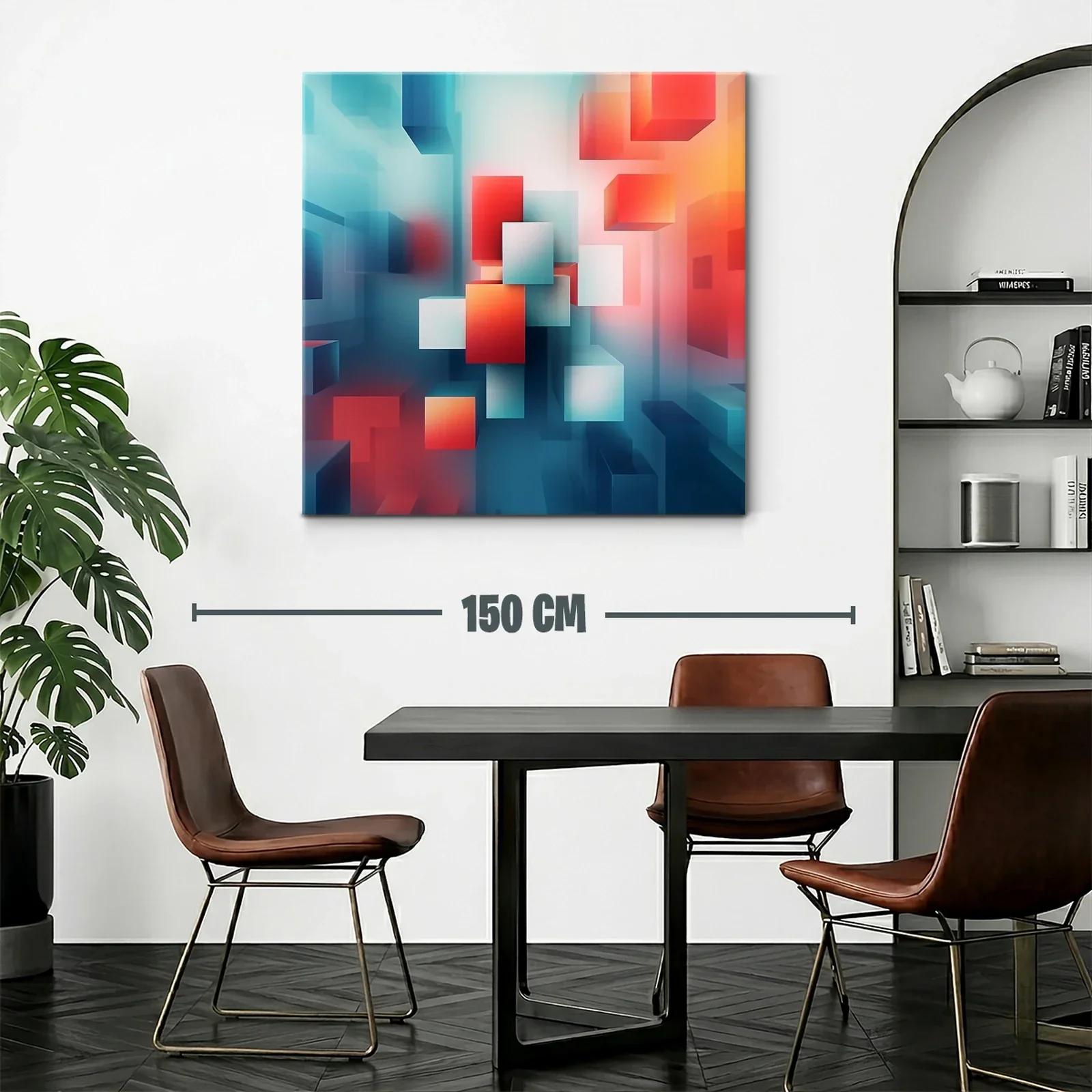Composición Abstracta con Cubos en Tonos Azul y Rojo — miniatura 2