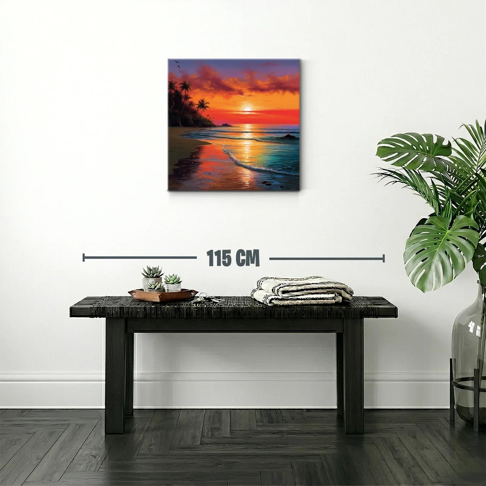 Atardecer tropical con palmeras y reflejos vibrantes en el mar — miniatura 2