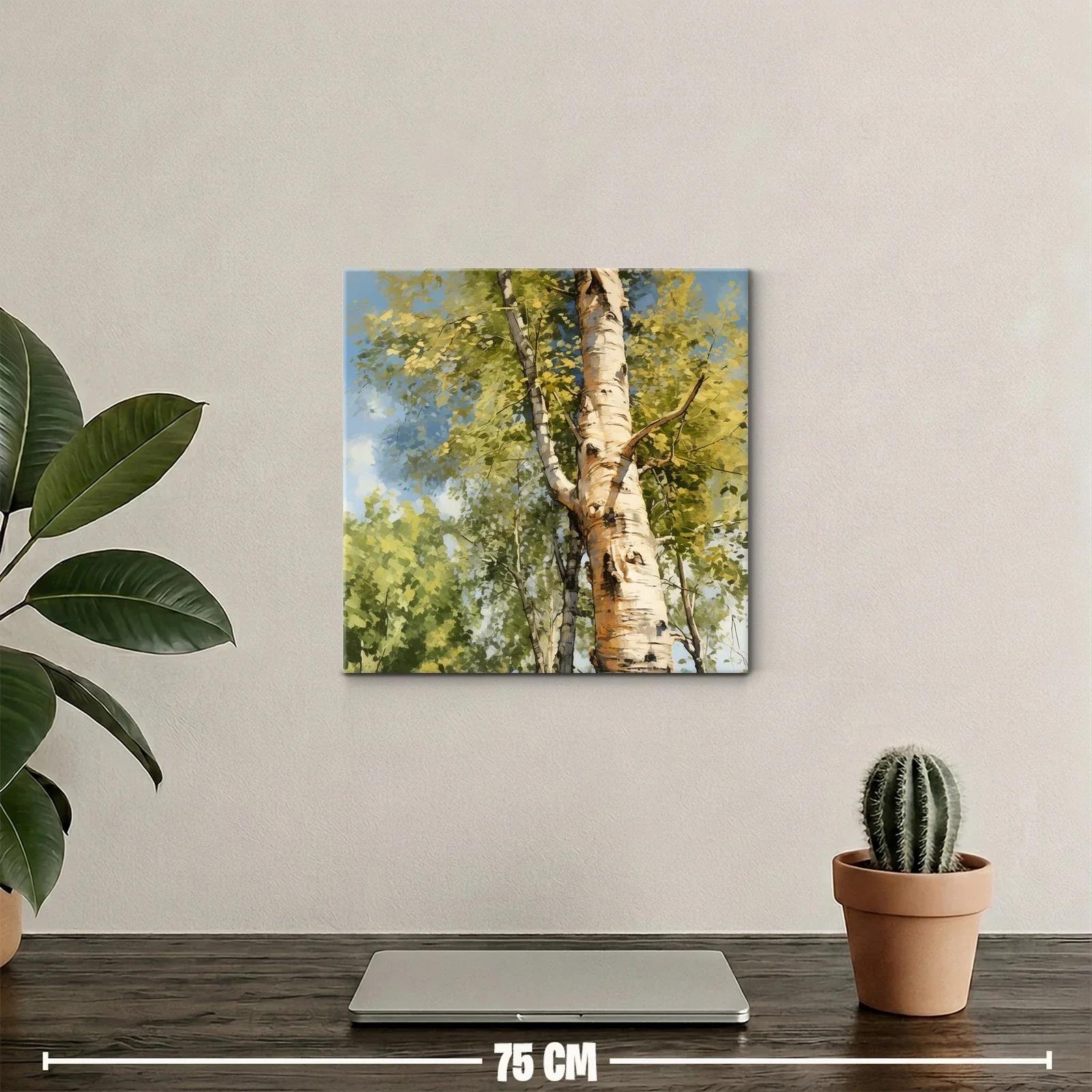 Árbol de abedul con follaje en tonos verdes y cielo azul — miniatura 2
