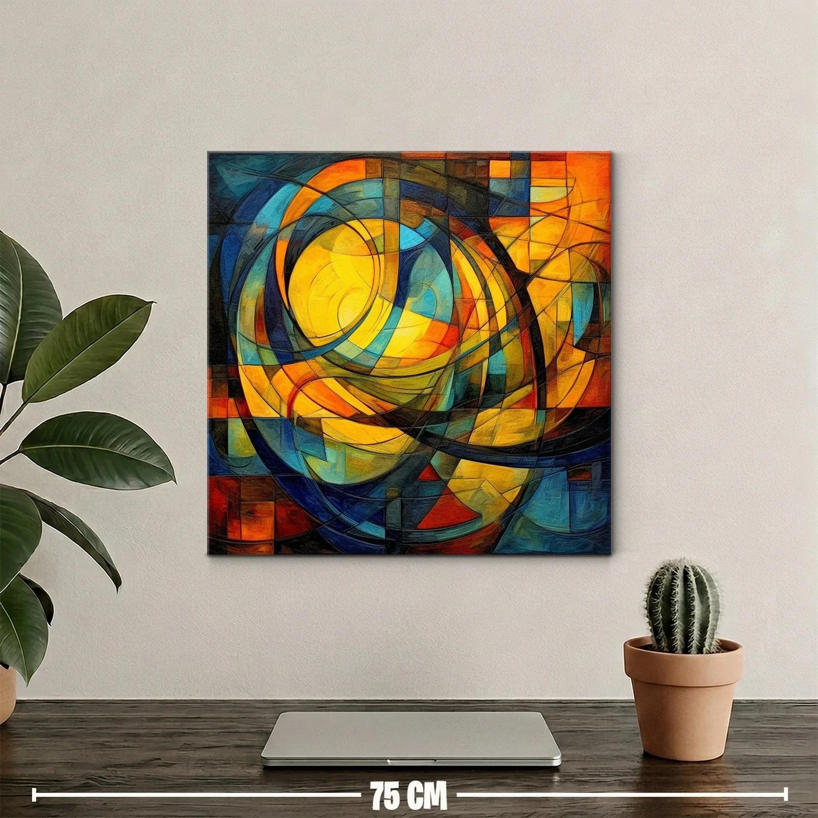 Cuadro abstracto con formas circulares y paleta cálida — miniatura 2
