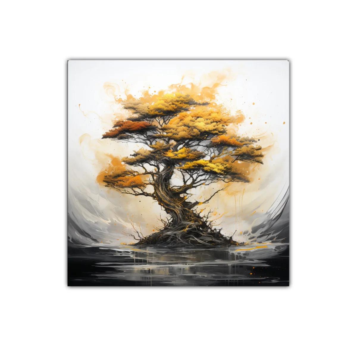 Árbol en tonos dorados y negro para decoración moderna