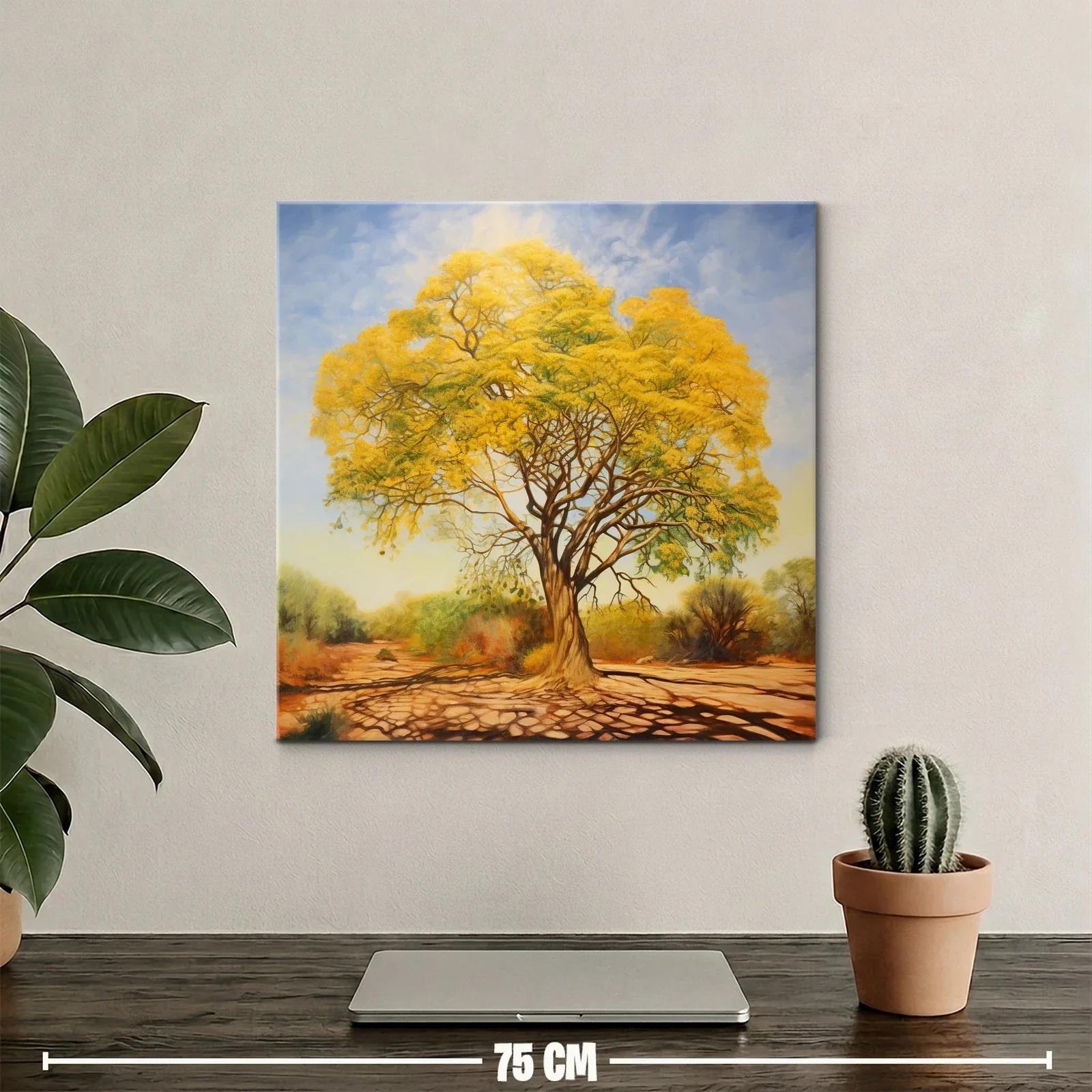 Árbol Dorado en Paisaje de Luz y Sombra Cálida — miniatura 2