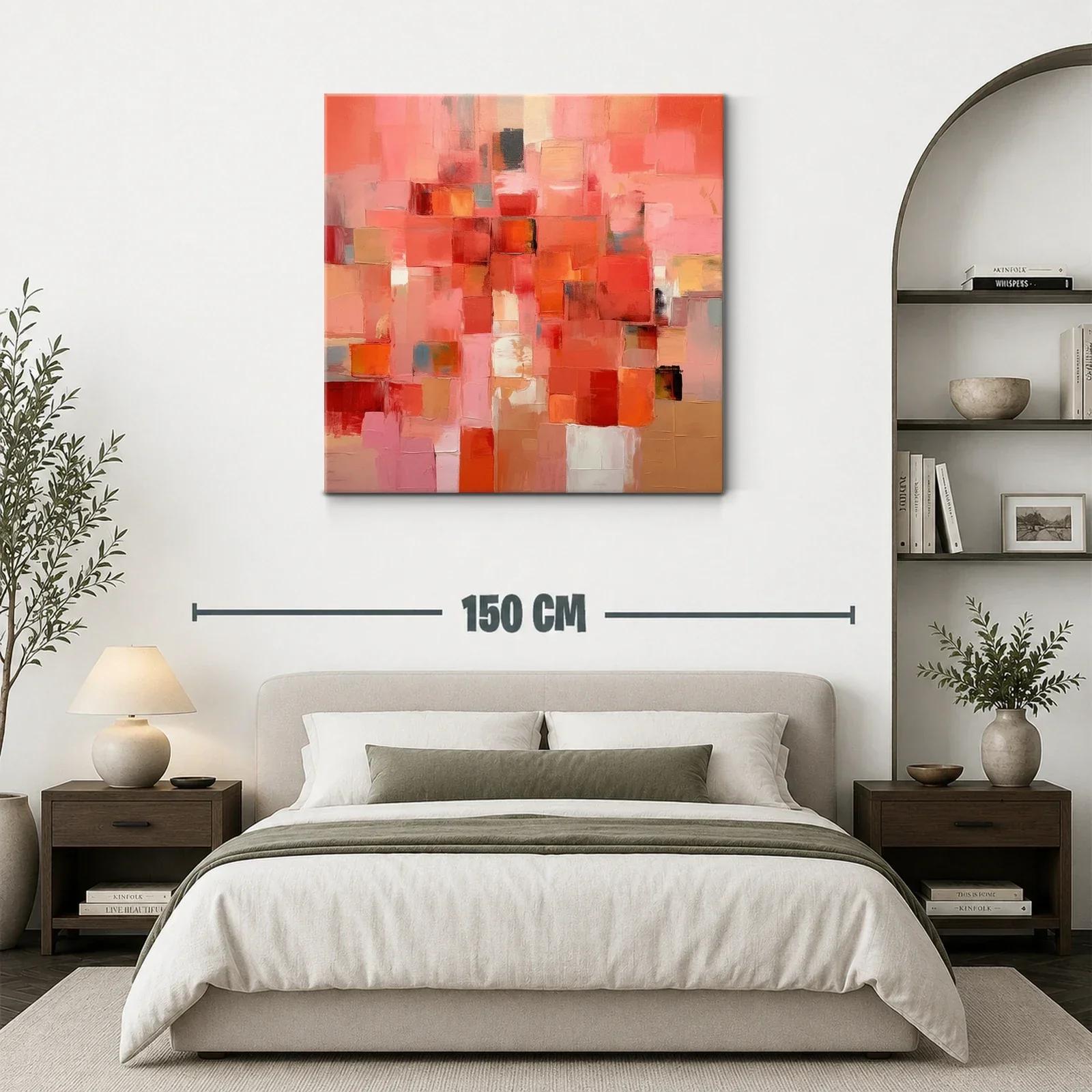 Cuadro abstracto con intensos tonos rojos y rosas — miniatura 3