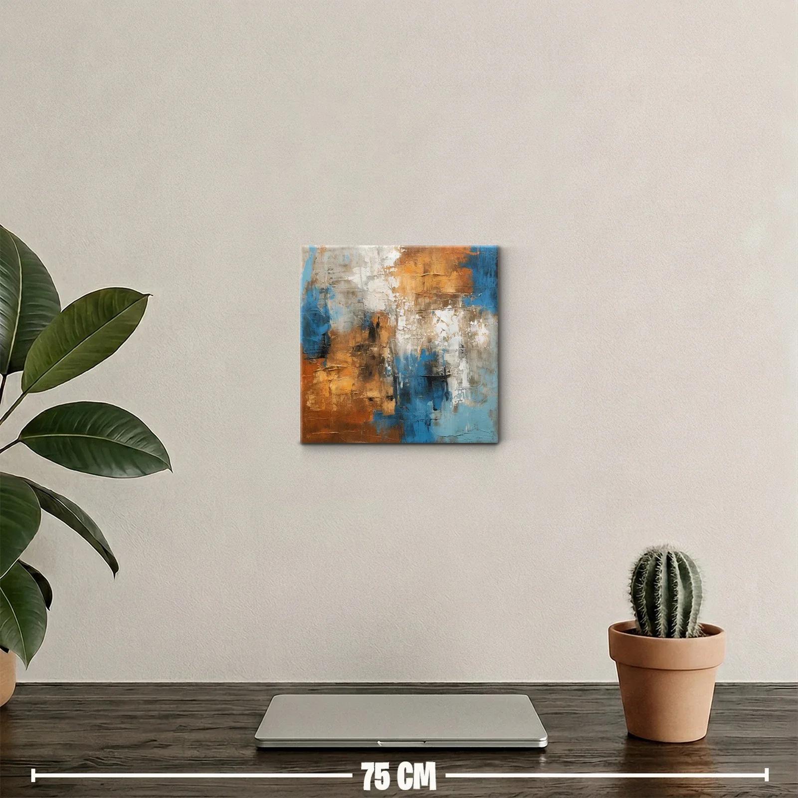 Composición abstracta con tonos tierra y azul vibrante — miniatura 2