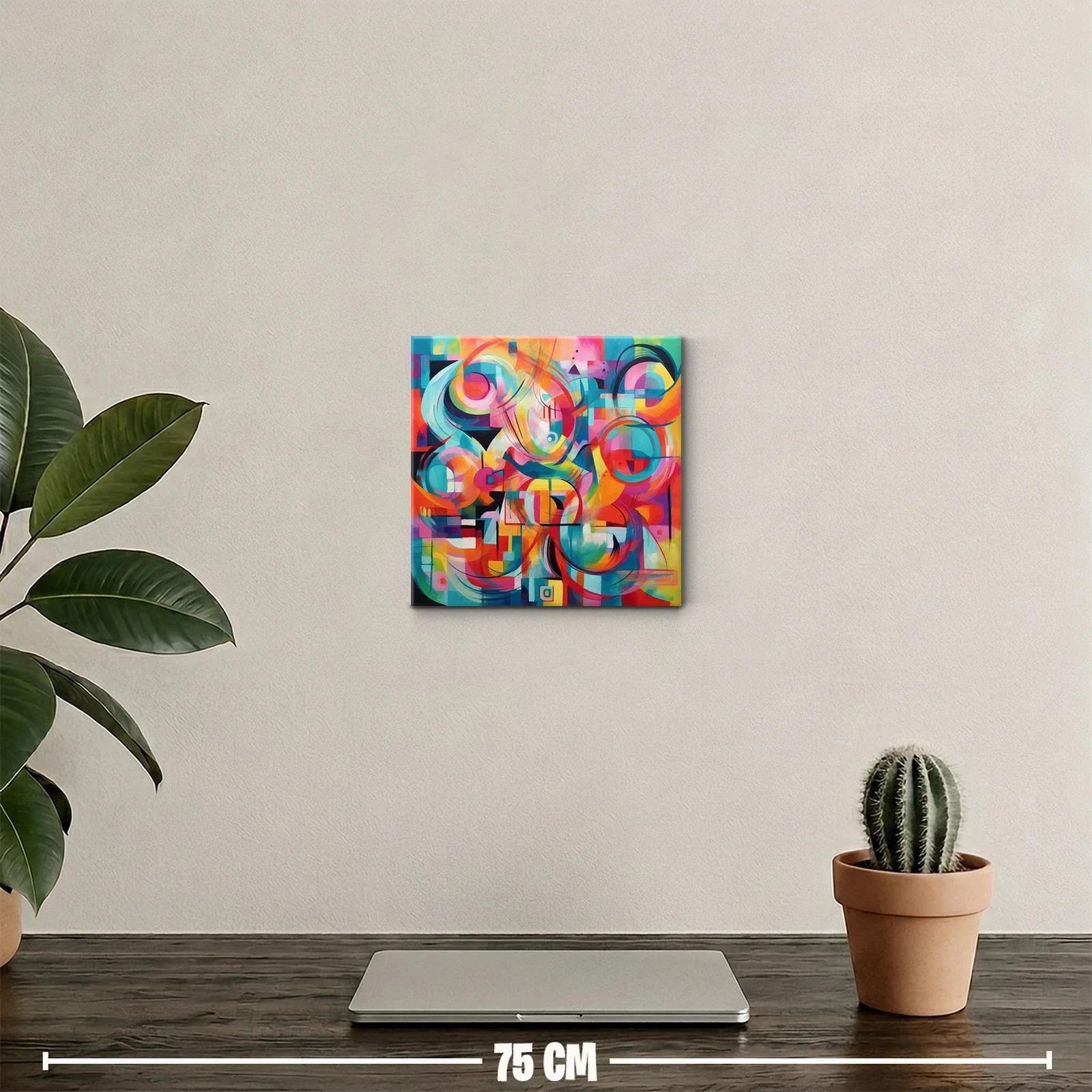 Cuadro abstracto con formas geométricas y colores vibrantes — miniatura 2
