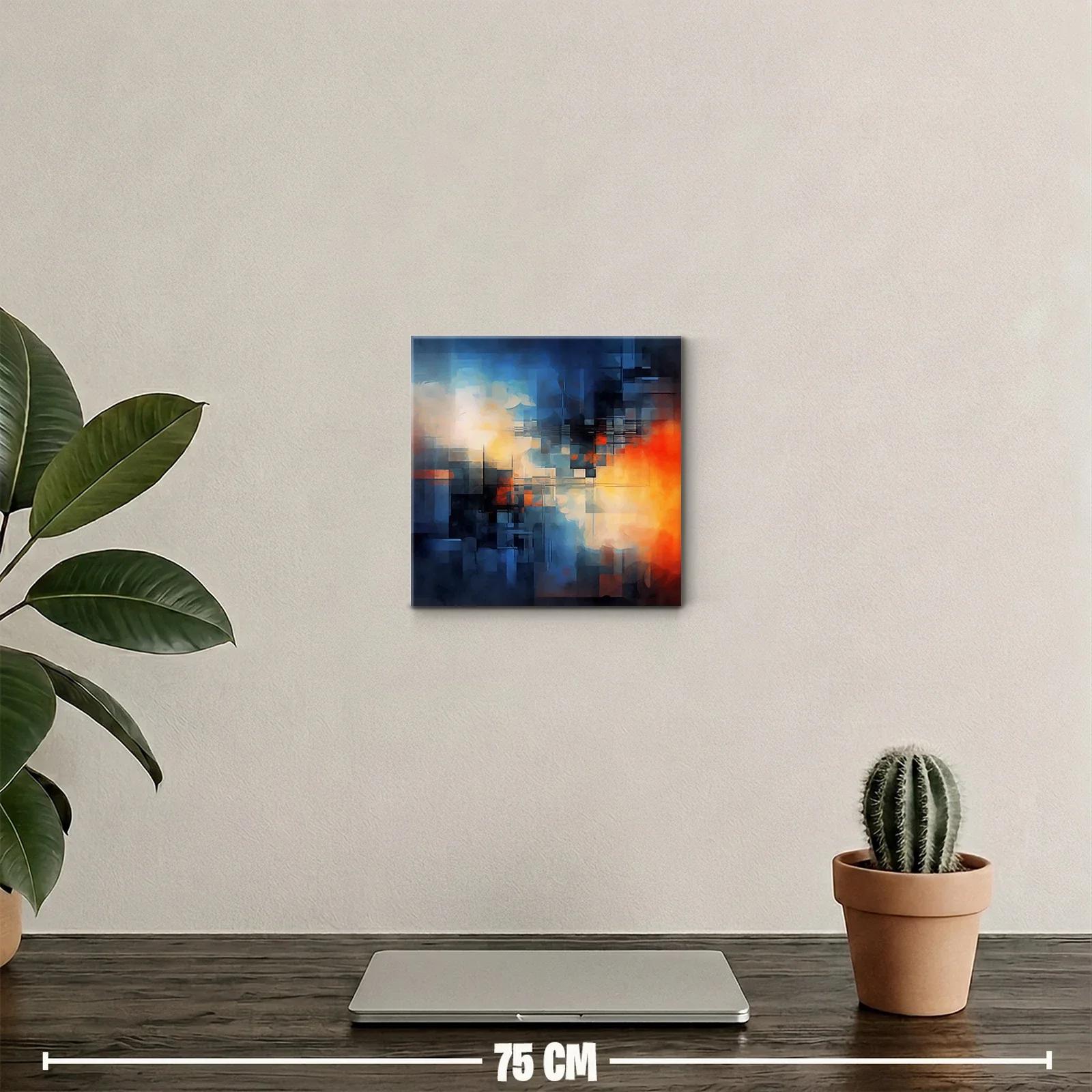 Composición abstracta en tonos azules y naranjas vibrantes — miniatura 2