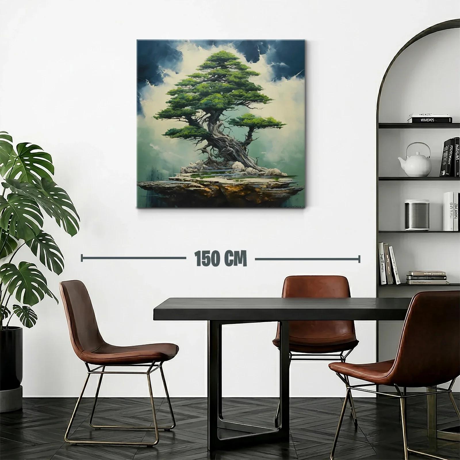 Árbol majestuoso sobre piedra con tonos verdes y azules — miniatura 2