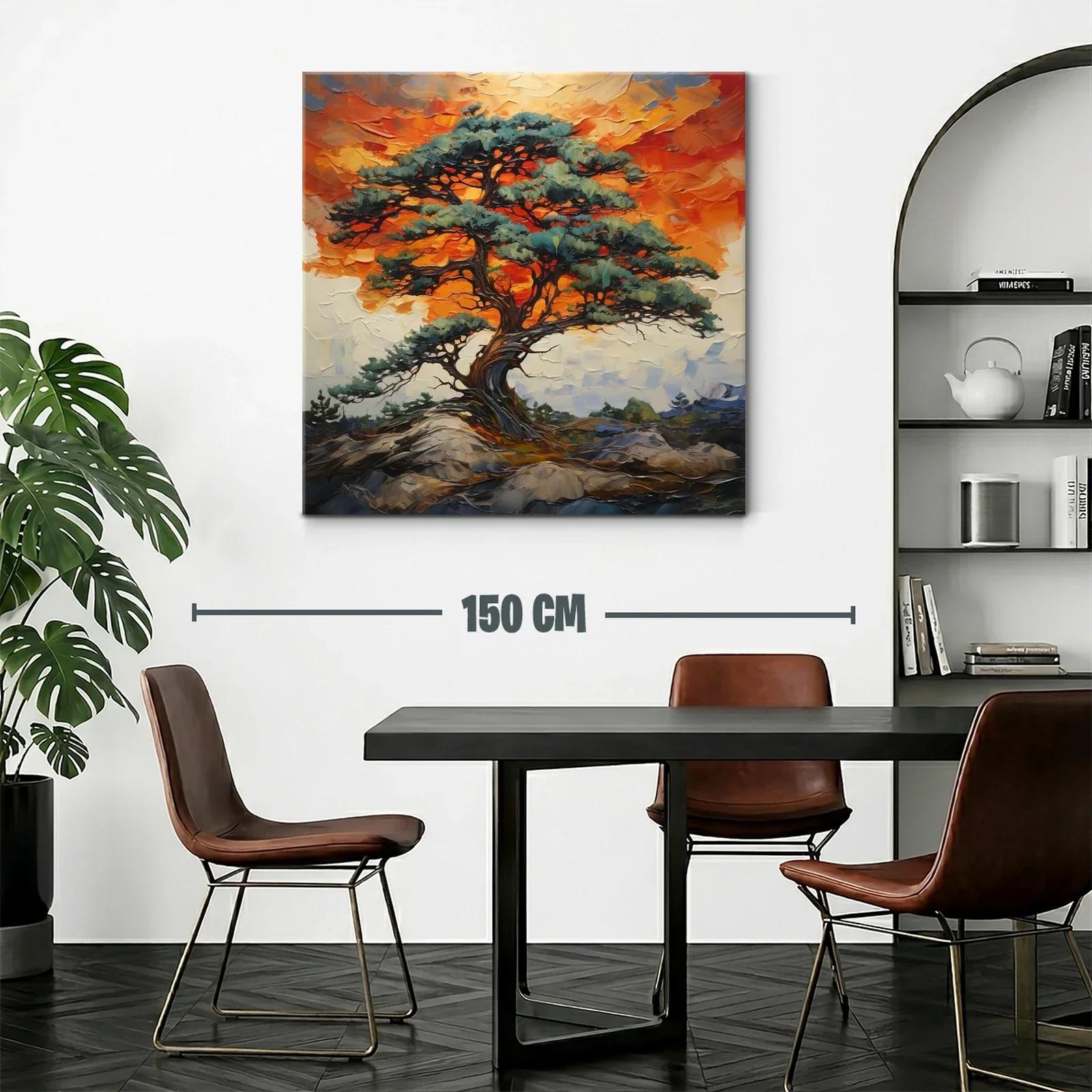Árbol solitario con cielo fuego en paisaje natural — miniatura 2