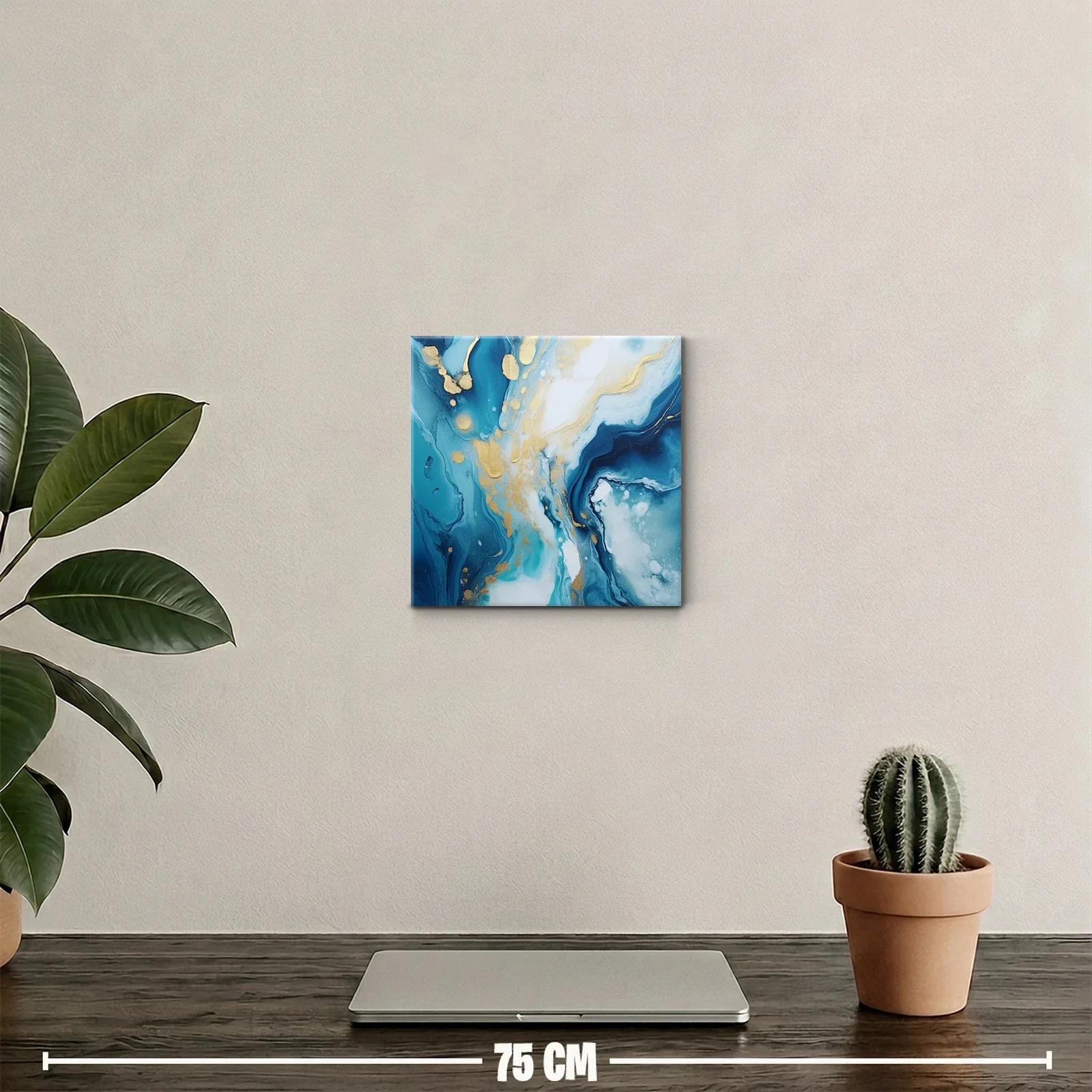 Cuadro abstracto en tonos azules y dorados elegantes — miniatura 2