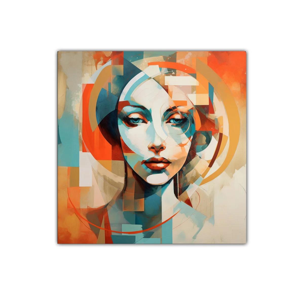 Retrato moderno en tonos cálidos y azules vibrantes — imagen principal