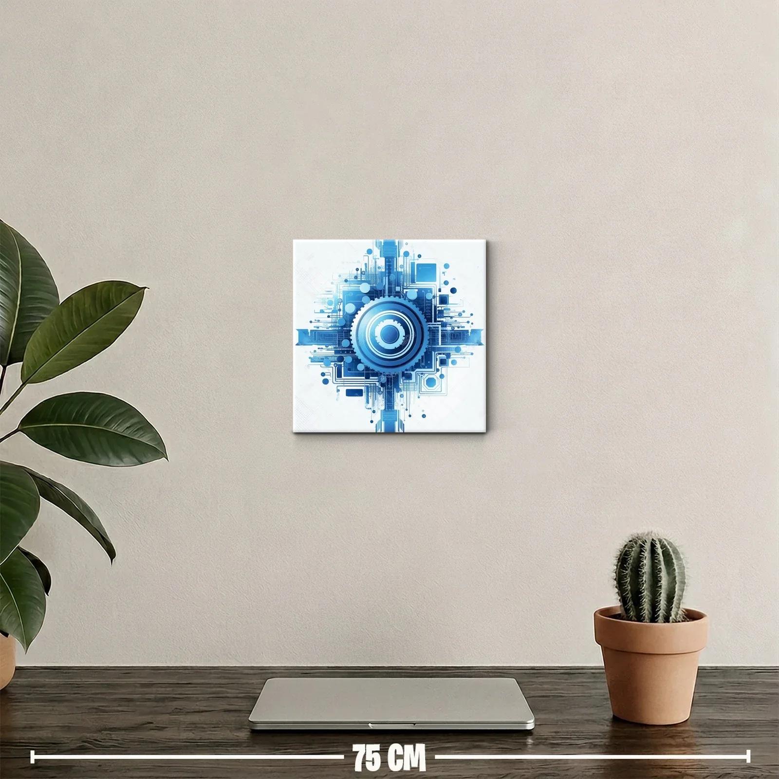 Cuadro abstracto con diseño tecnológico en tonos azules — miniatura 2