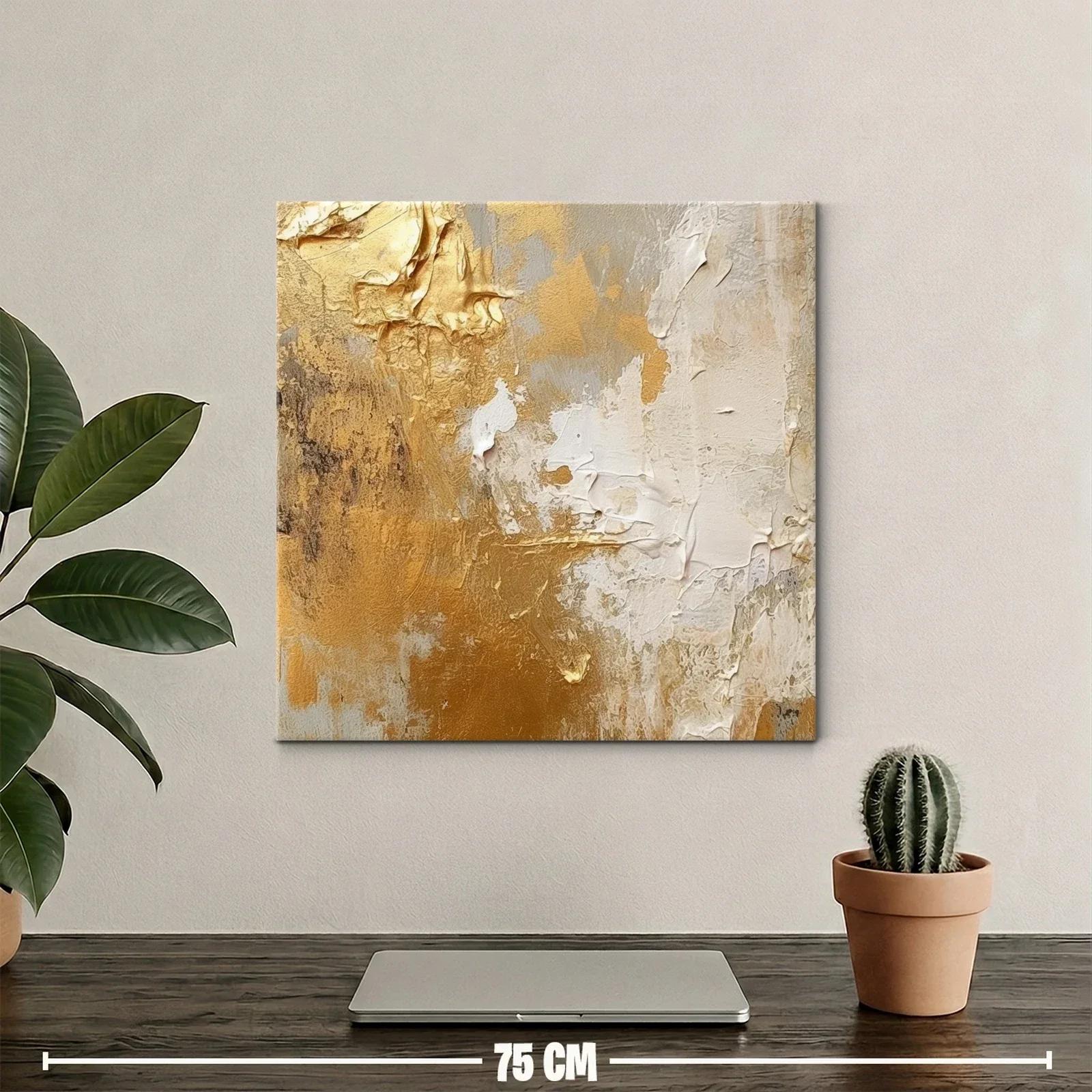 Composición abstracta en tonos dorados y beige — miniatura 2