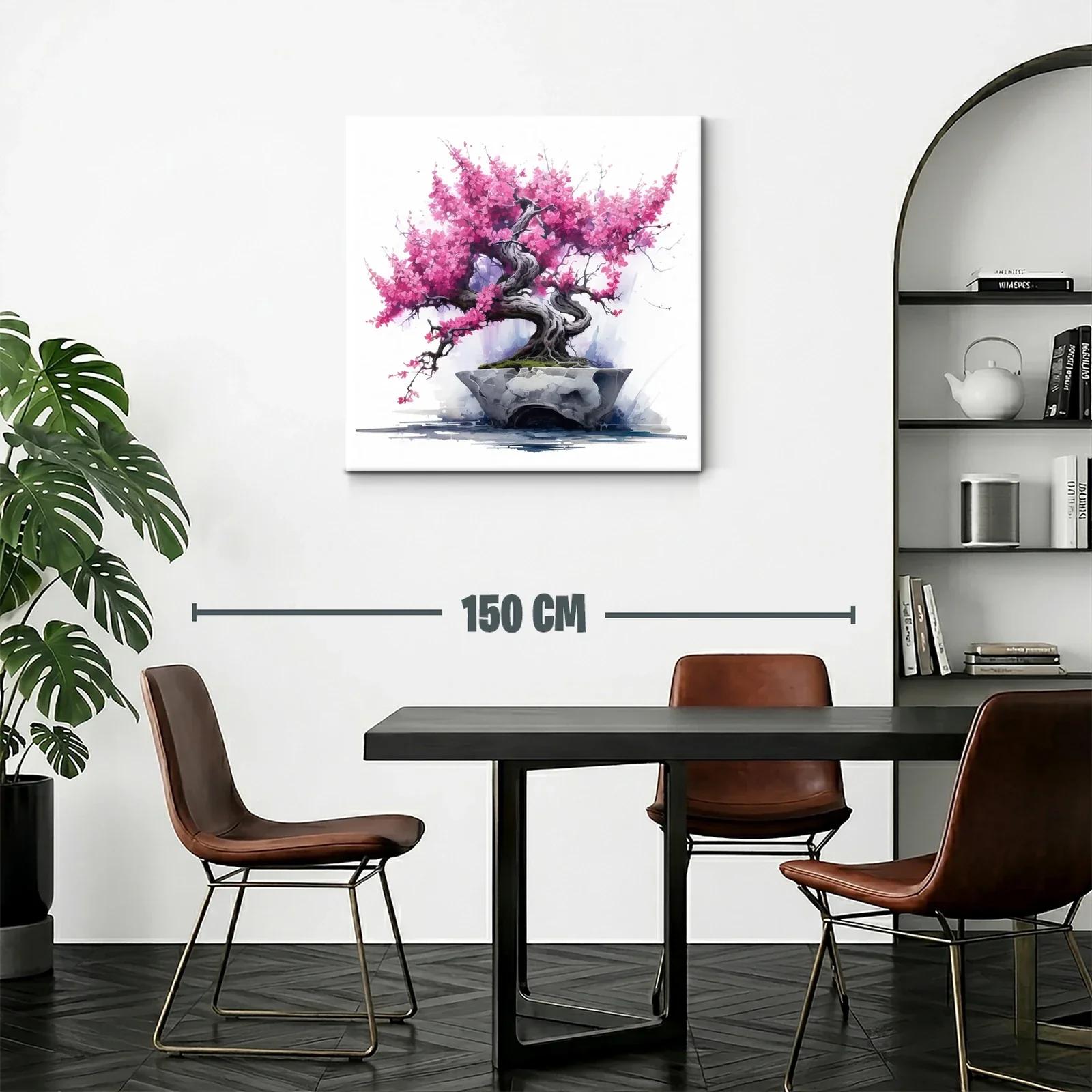 Árbol bonsái con flores rosas vibrantes — miniatura 2