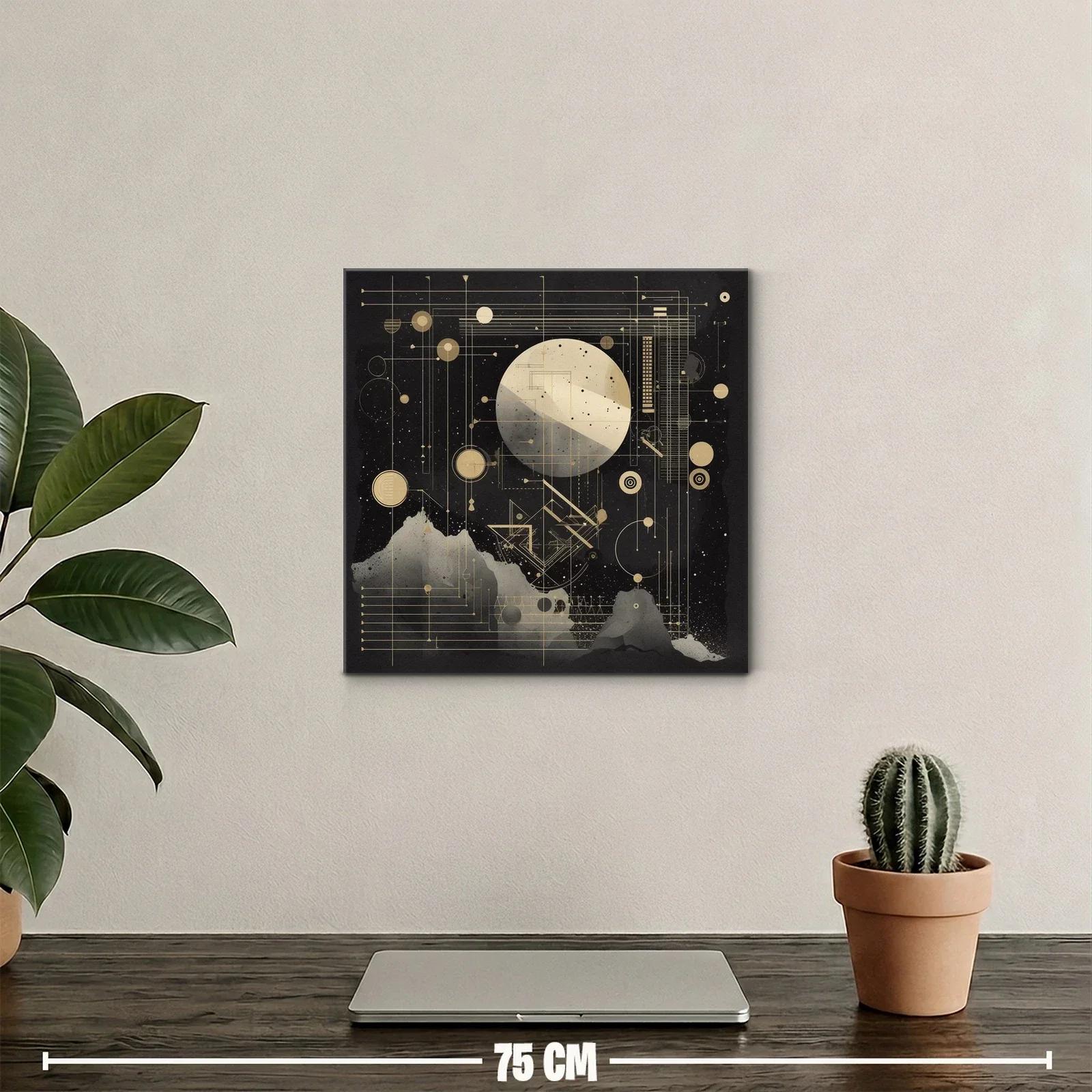 Composición abstracta con formas geométricas y luna estilizada — miniatura 2