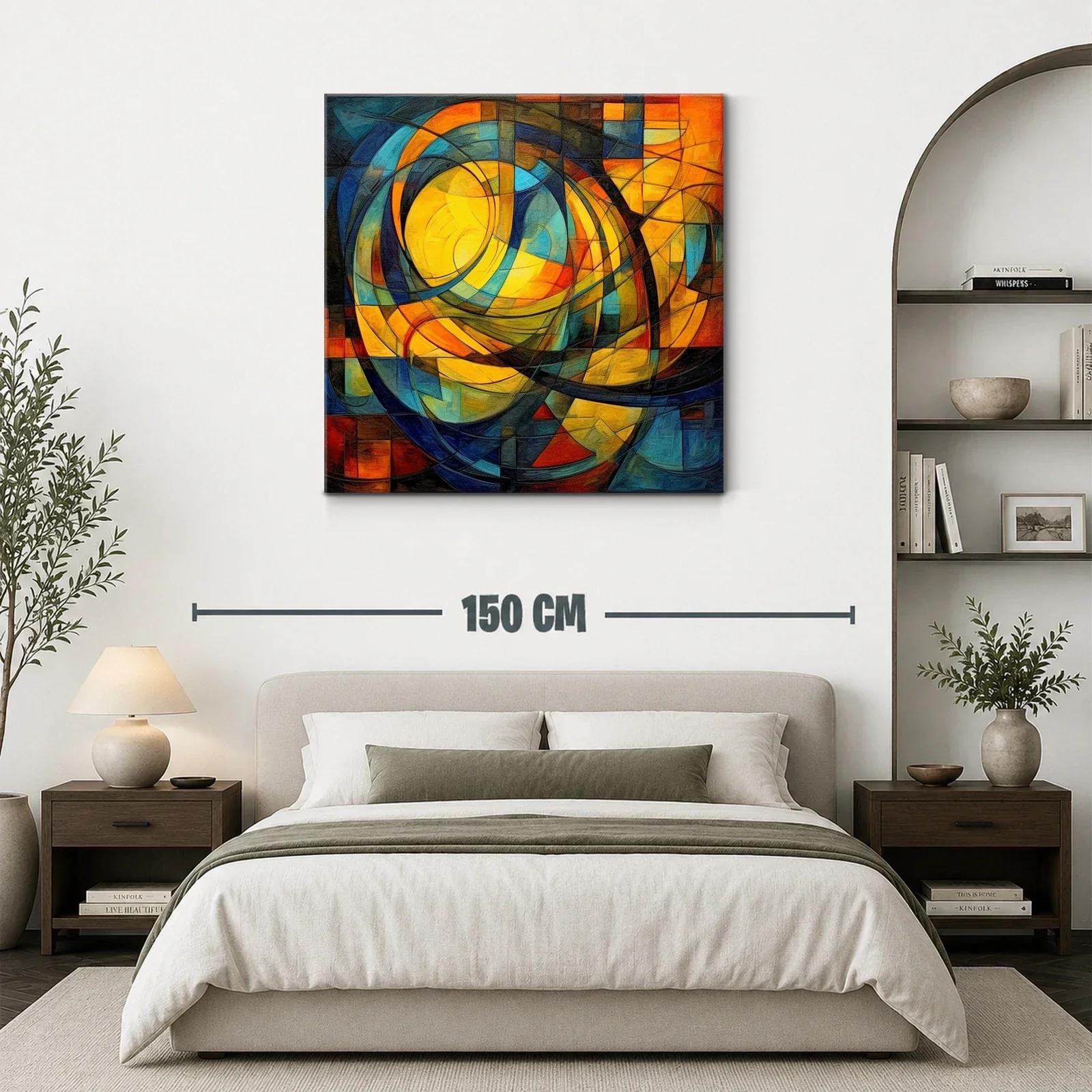 Cuadro abstracto con formas circulares y paleta cálida — miniatura 3