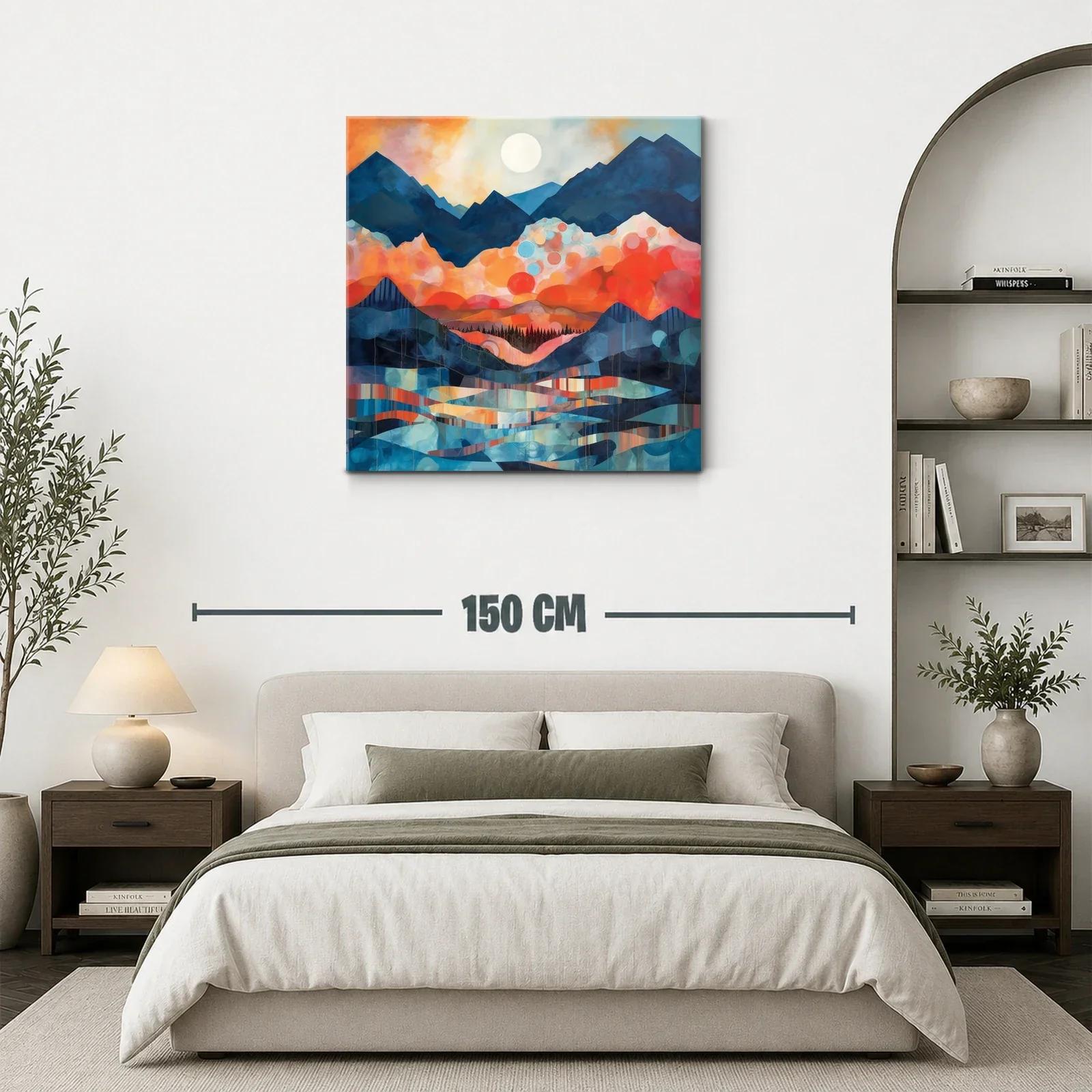 Paisaje de montañas vibrantes con luna llena — miniatura 3
