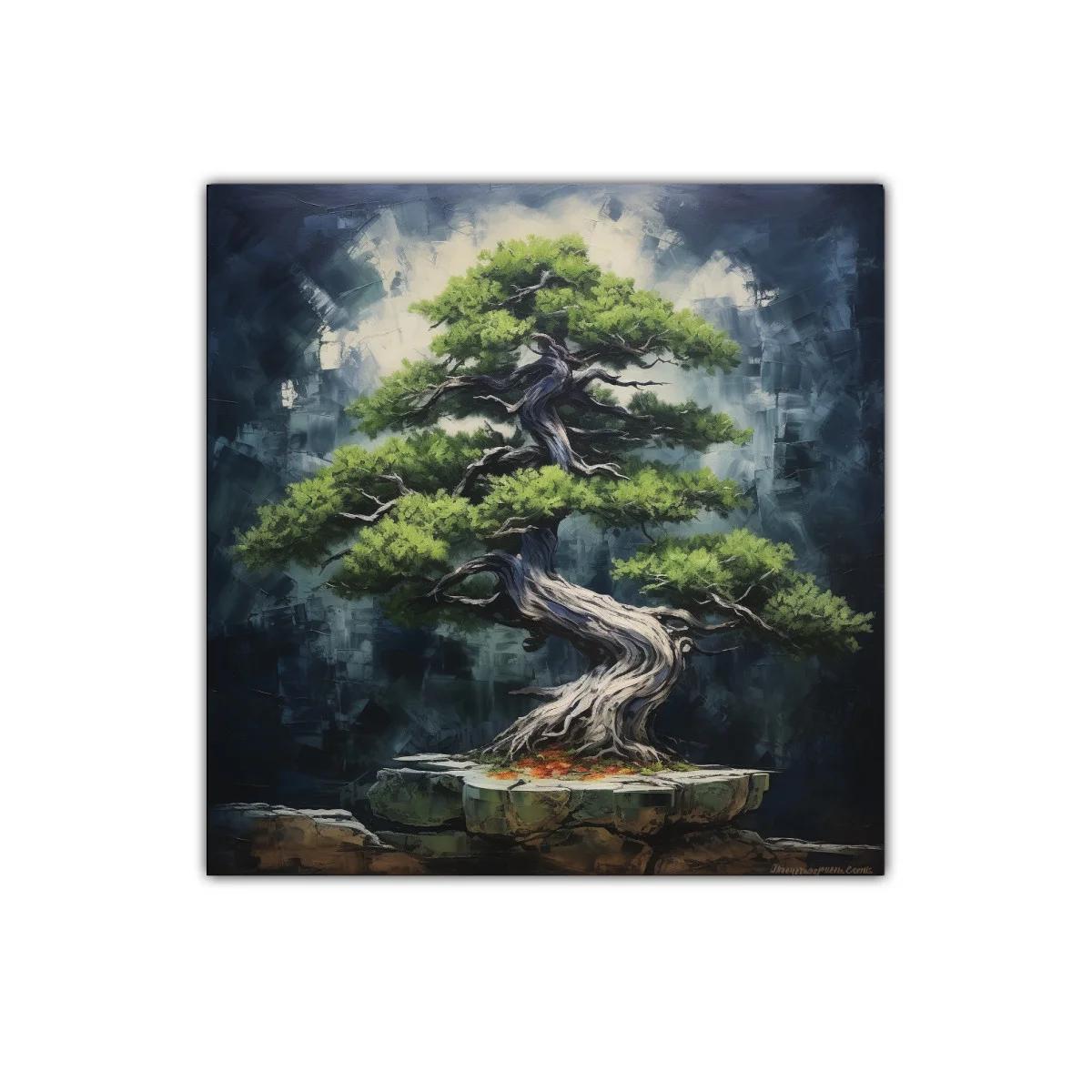 Cuadro modernista con bonsái y atmósfera mística — miniatura 1
