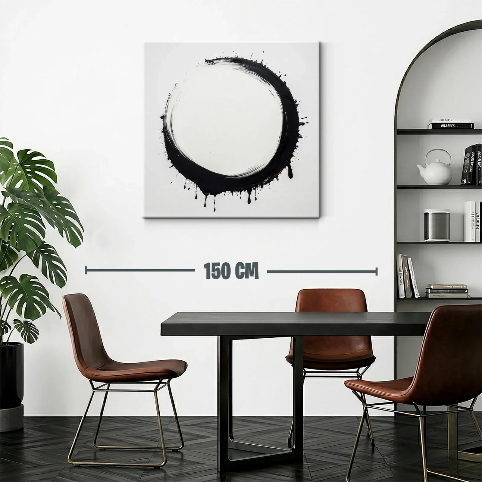 Círculo negro abstracto con efecto de goteo en fondo blanco — miniatura 2