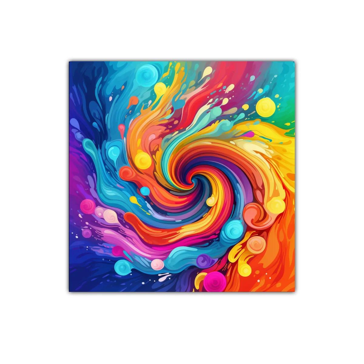 Cuadro abstracto espiral de colores vibrantes y dinámicos