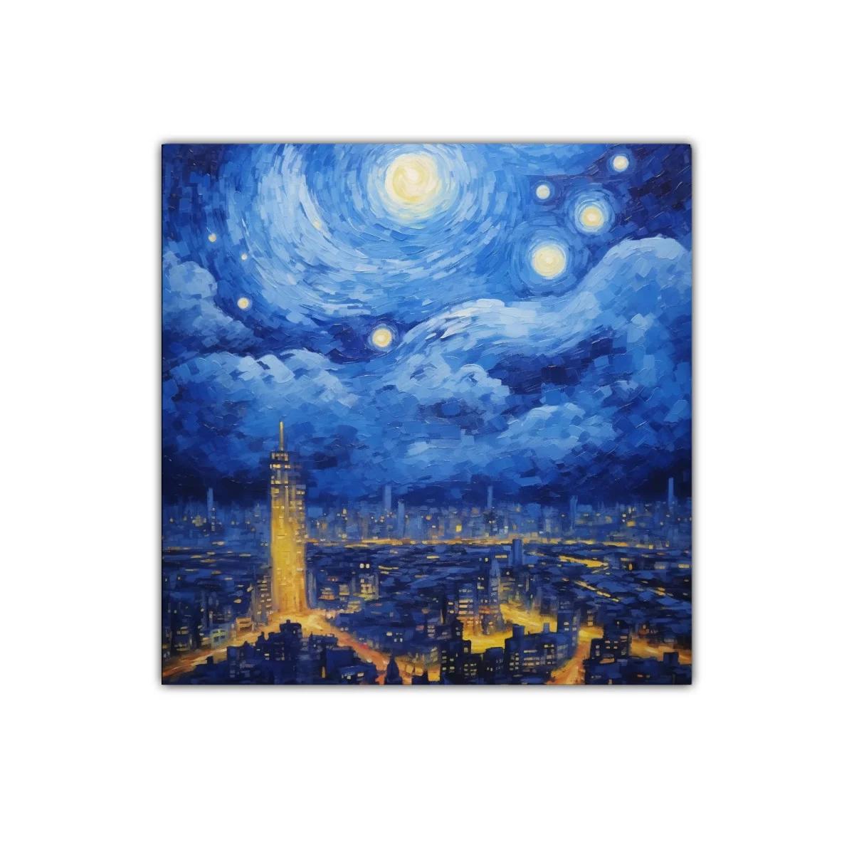 Paisaje nocturno urbano con cielo estrellado vibrante — imagen principal