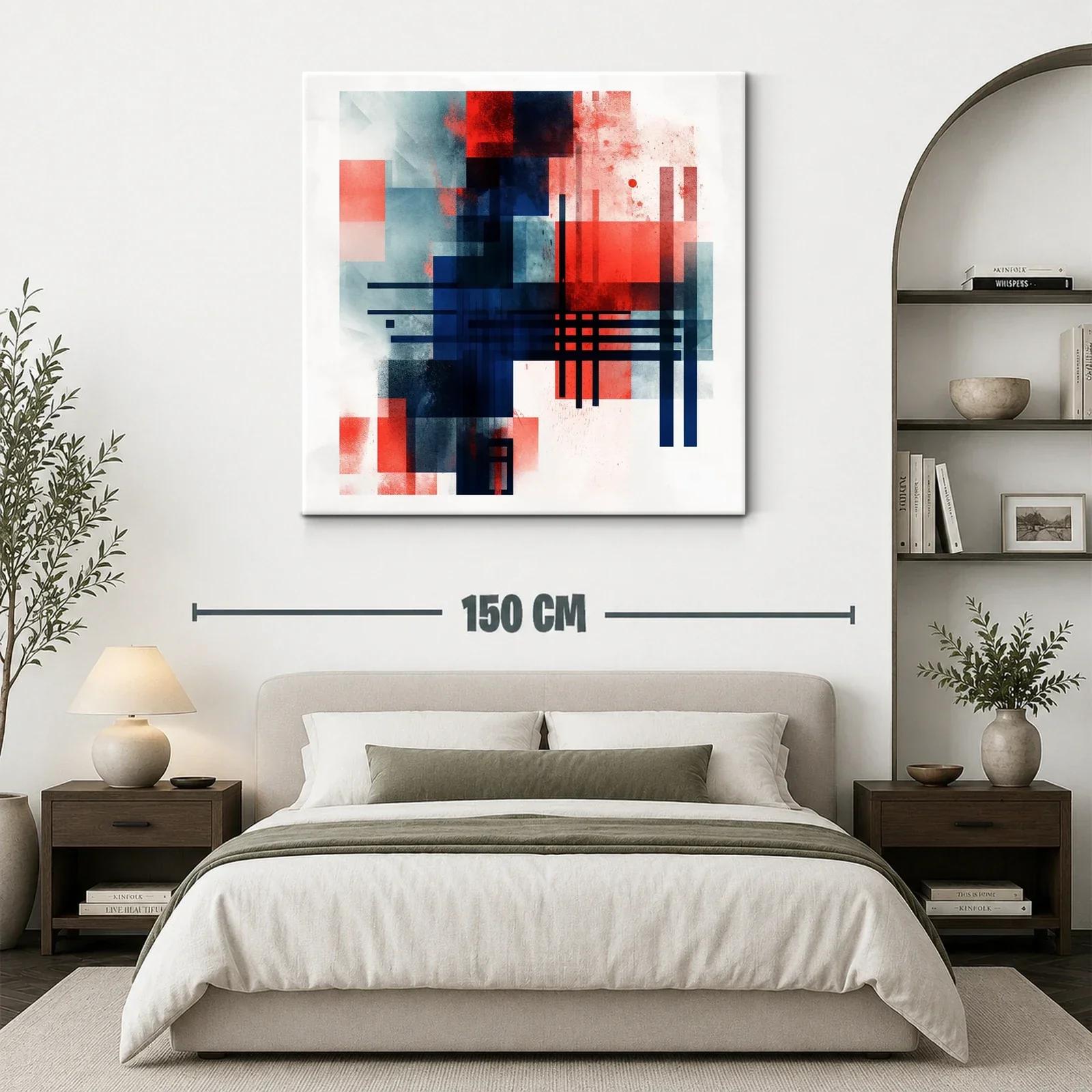 Composición geométrica con tonos rojos y azules intensos — miniatura 3