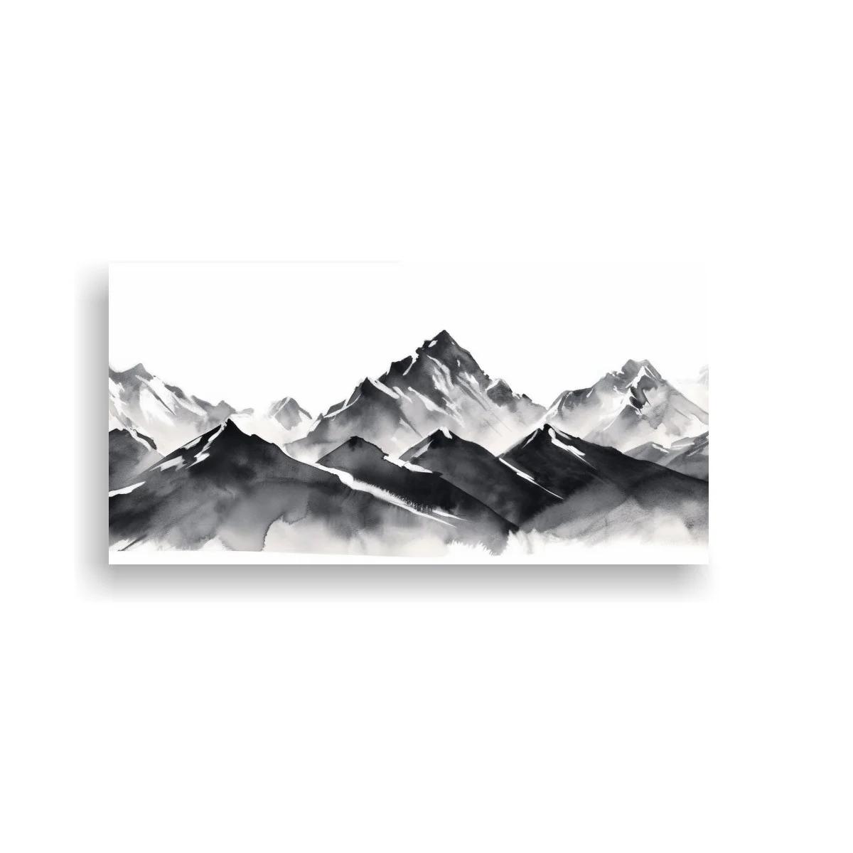 Cuadro cordillera de montañas en tinta y bruma