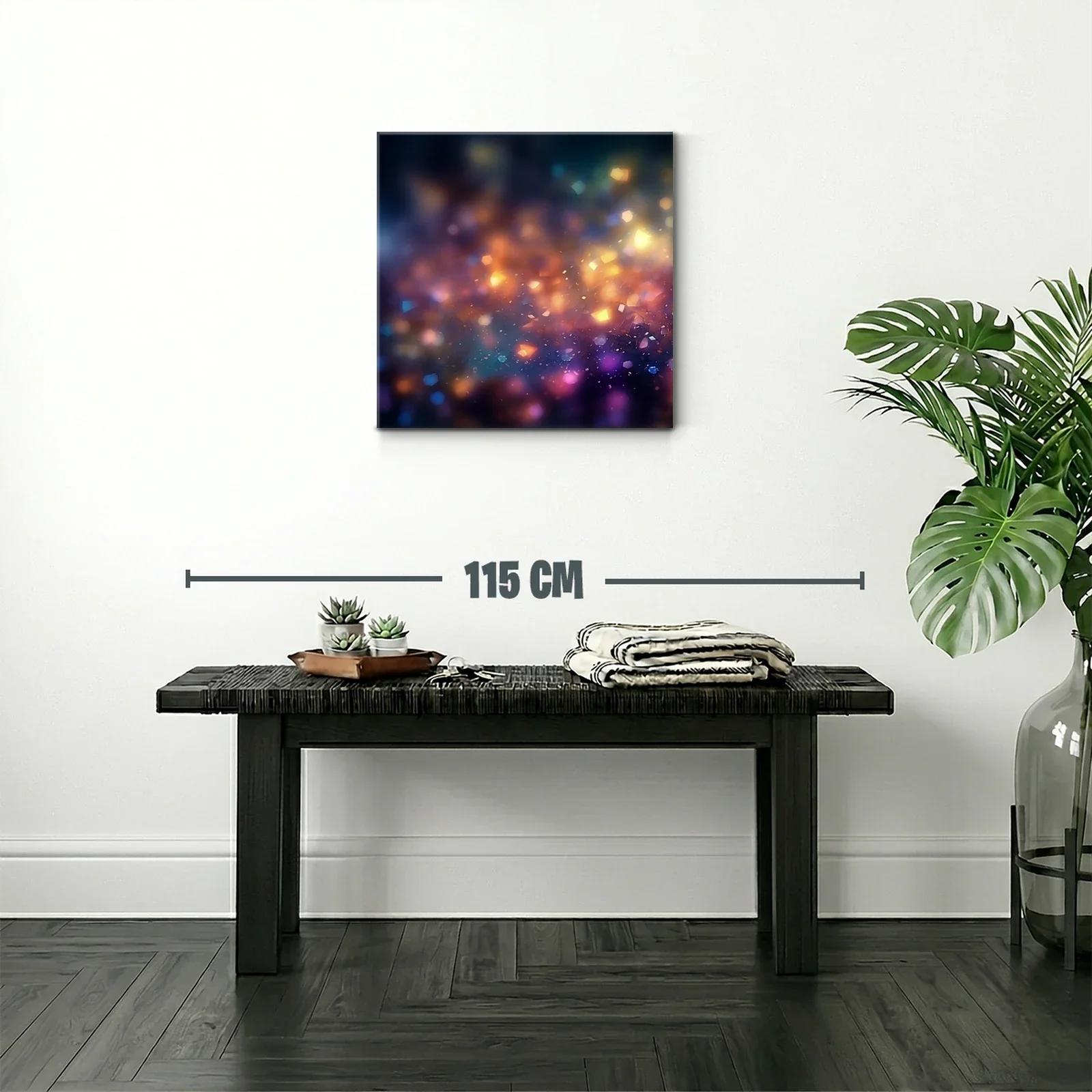 Cuadro abstracto luces difusas en tonos cálidos y fríos — miniatura 2