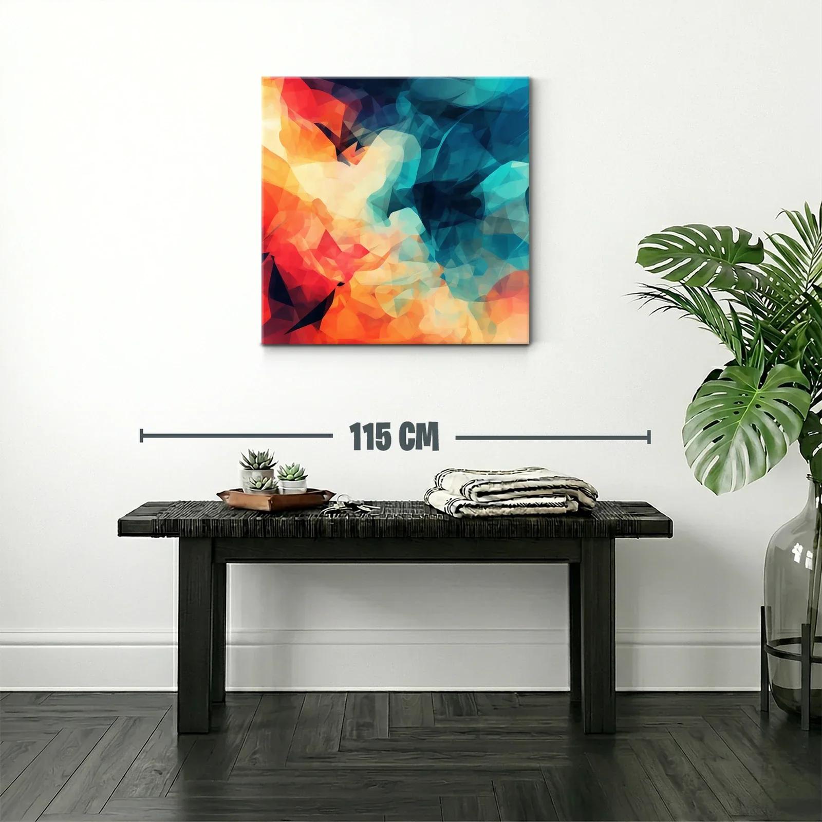 Cuadro abstracto en tonos cálidos y fríos vibrantes — miniatura 2