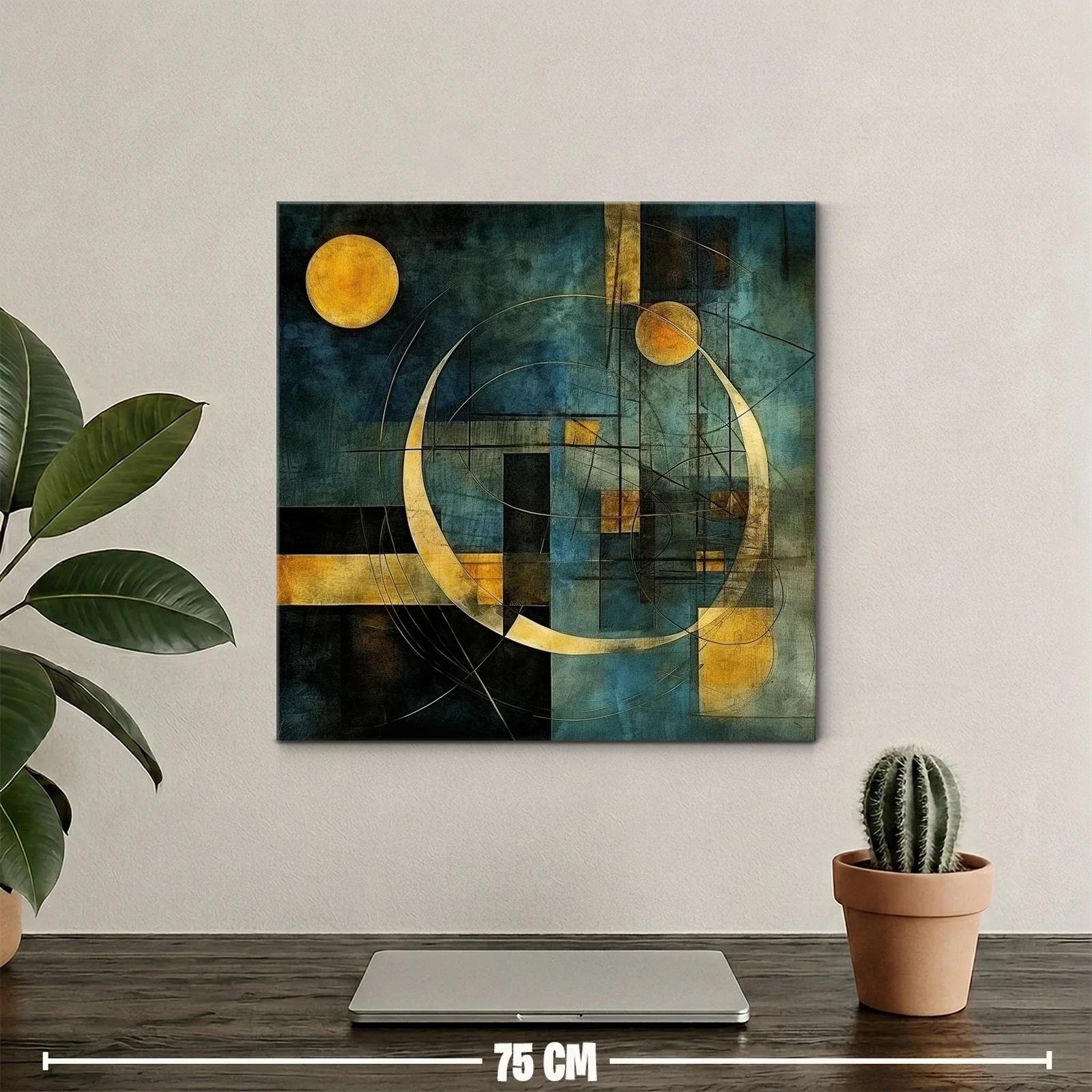 Composición geométrica con círculos dorados sobre fondo azul oscuro — miniatura 2