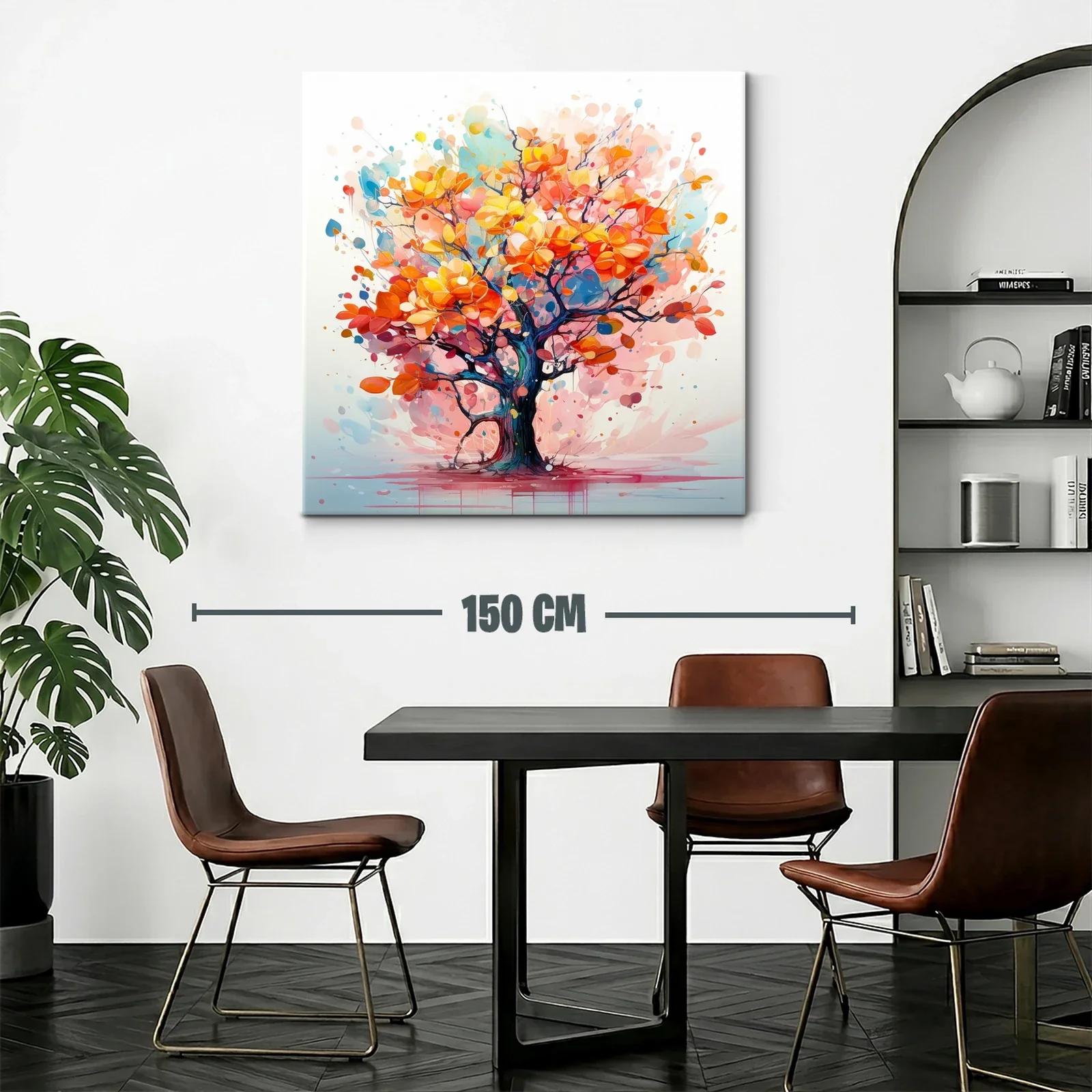 Árbol vibrante con hojas en tonos cálidos y azules — miniatura 2