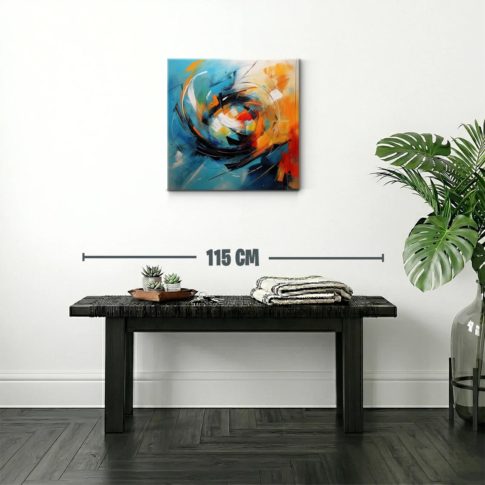 Cuadro abstracto con vibrantes tonos azules y naranjas — miniatura 2