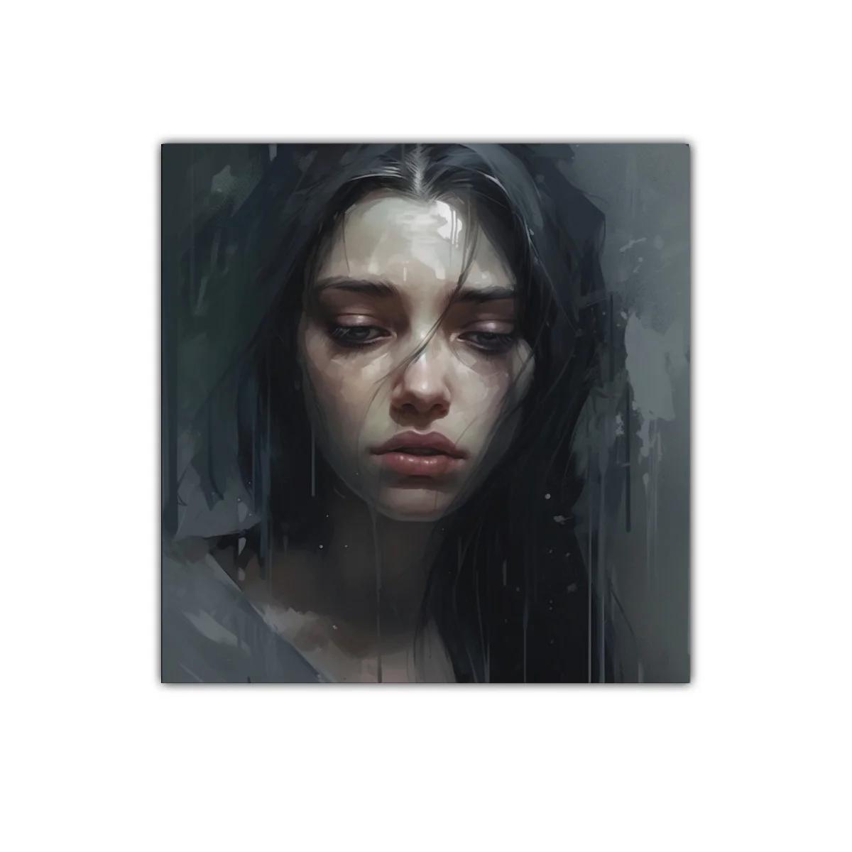 Retrato melancólico en tonos oscuros y expresivos
