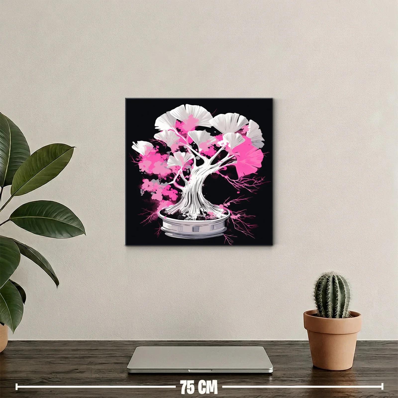 Cuadro Árbol Bonsái con Tonos Rosados y Blancos Vibrantes — miniatura 2
