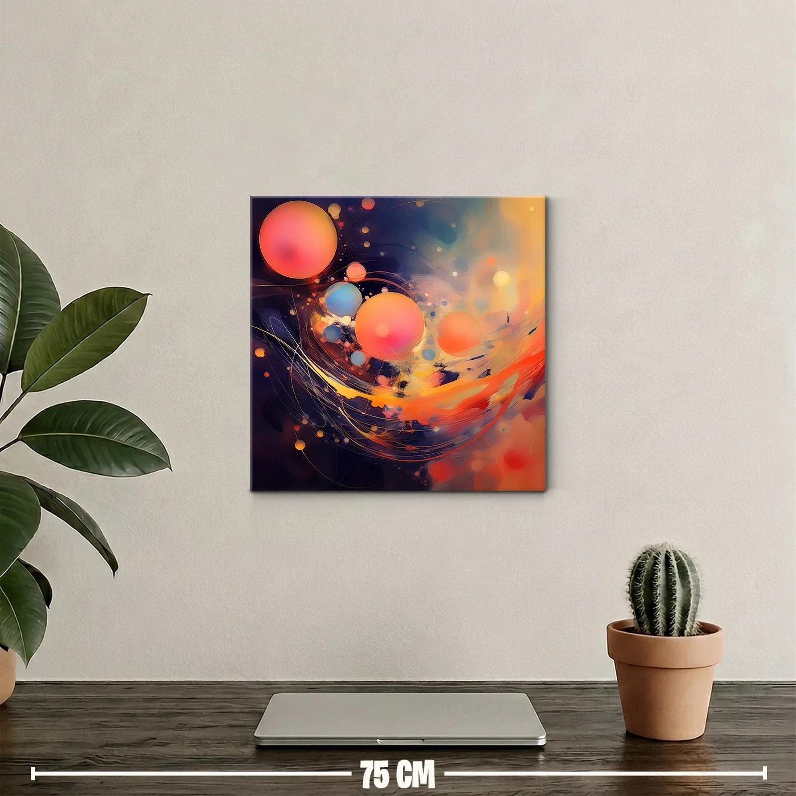 Cuadro abstracto con esferas vibrantes y dinámicas — miniatura 2