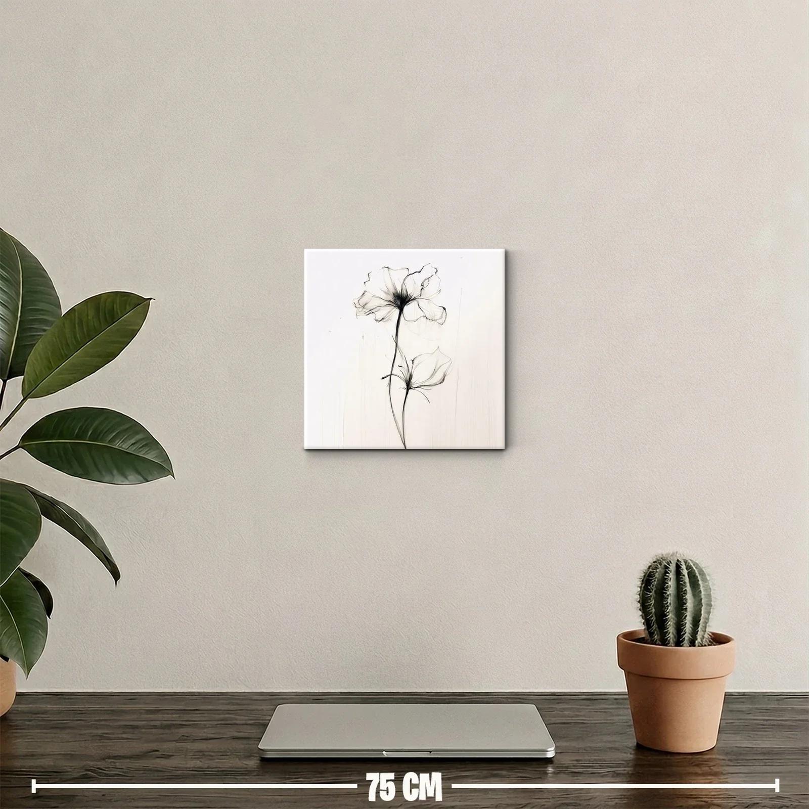 Elegante flor en trazo sutil y delicado en blanco y negro — miniatura 2