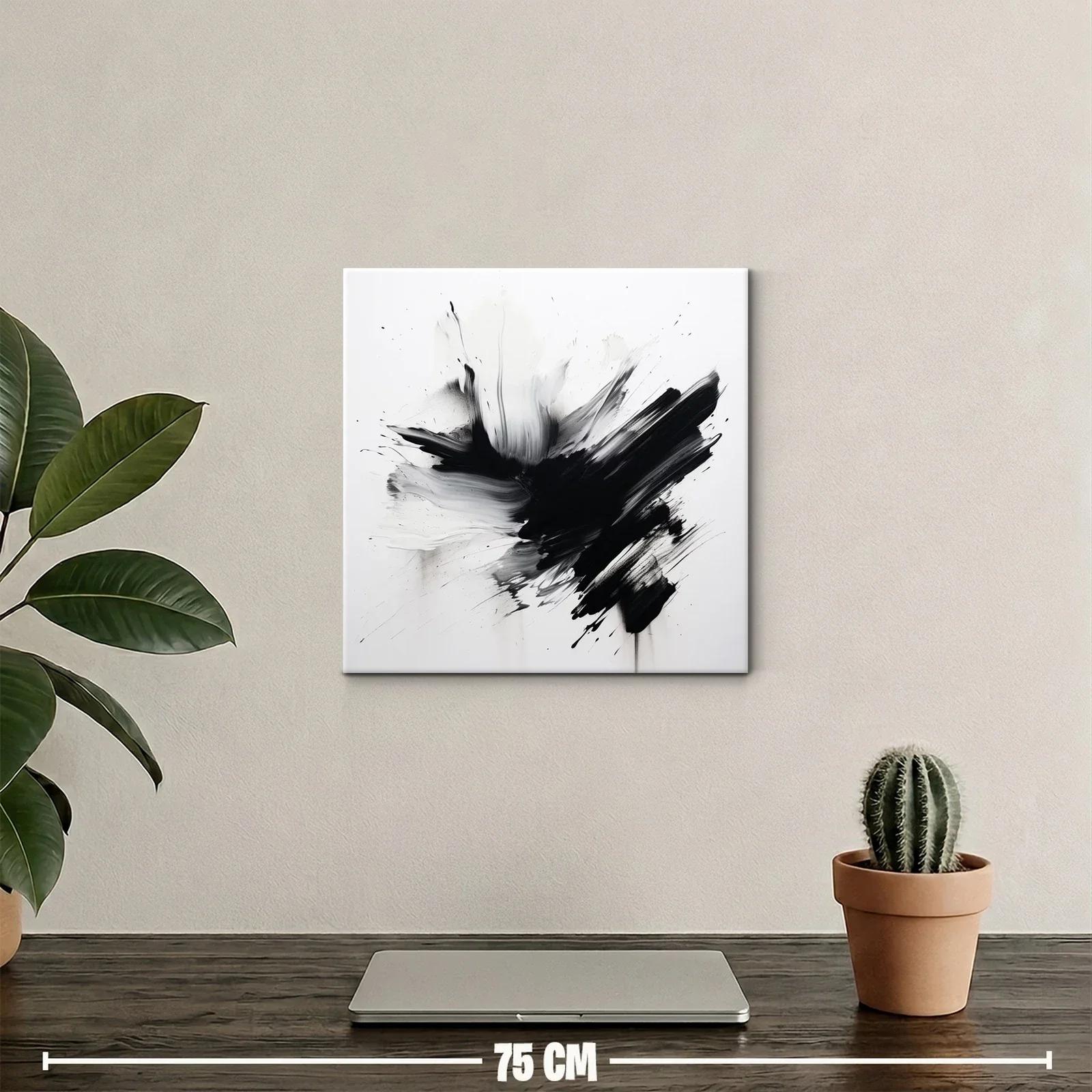 Cuadro vibrante con trazos dinámicos en blanco y negro — miniatura 2